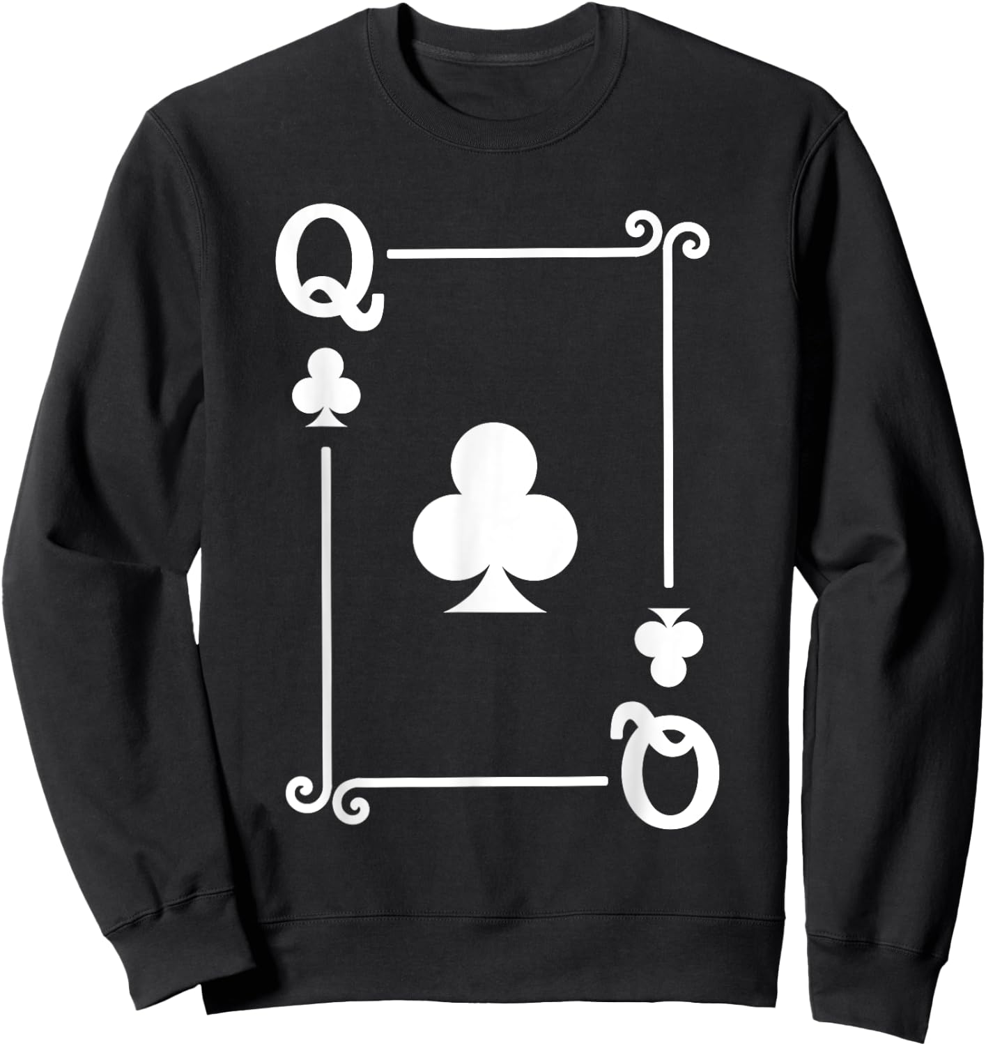 Playing Cards Costume - Queen Clubs Card - Queen Card Sweatshirt - Sweatshirt | Black