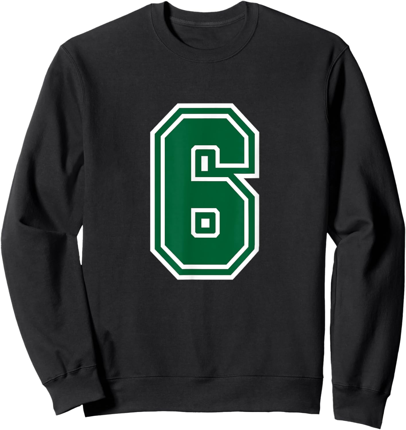 Number #6 Green Varsity Favorite Number Sweatshirt - Sweatshirt | Black