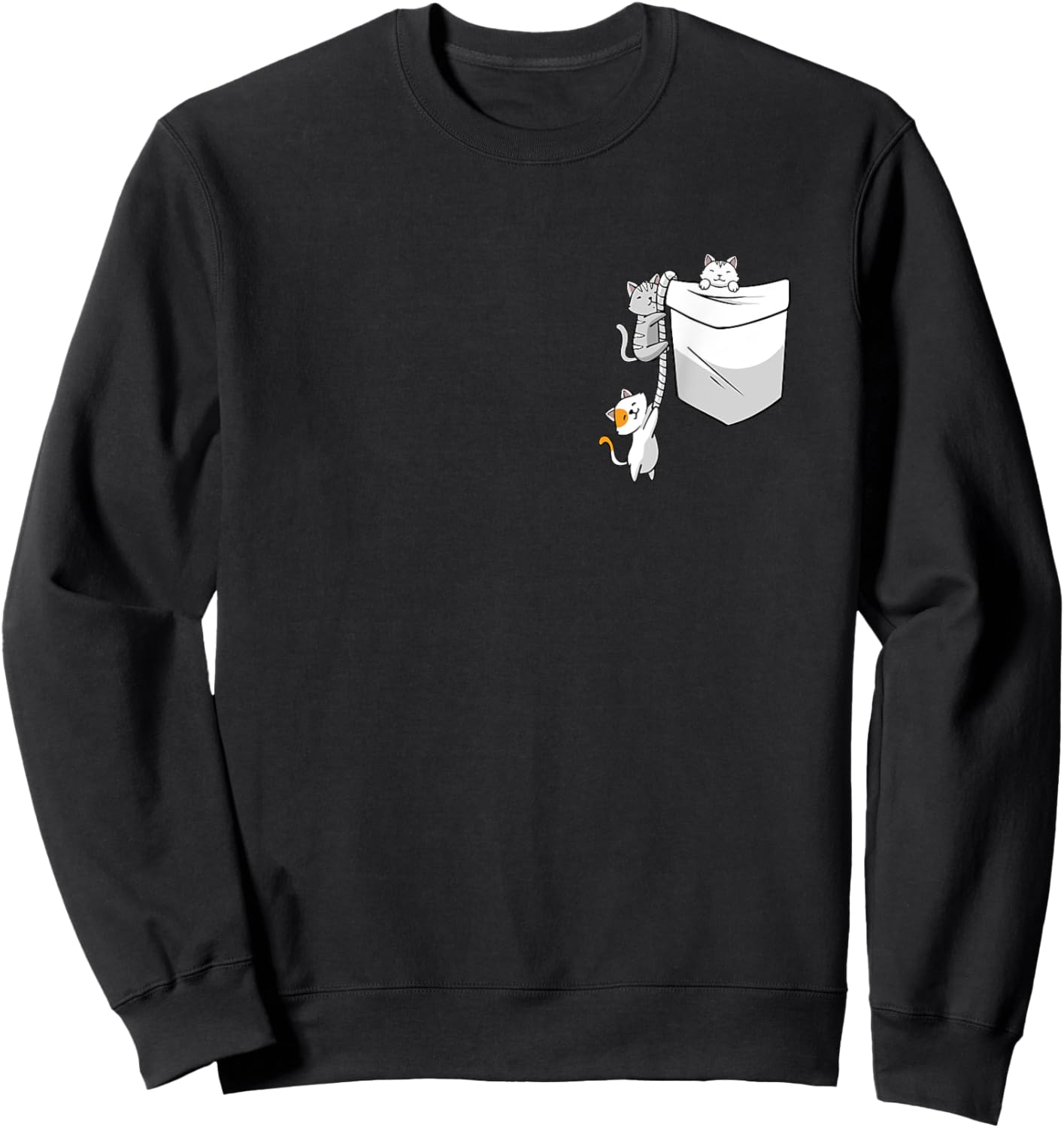 Cat In Pocket Kitten Lover Cute Kitty Feline Pet Owner Women Kids Sweatshirt - Sweatshirt | Black