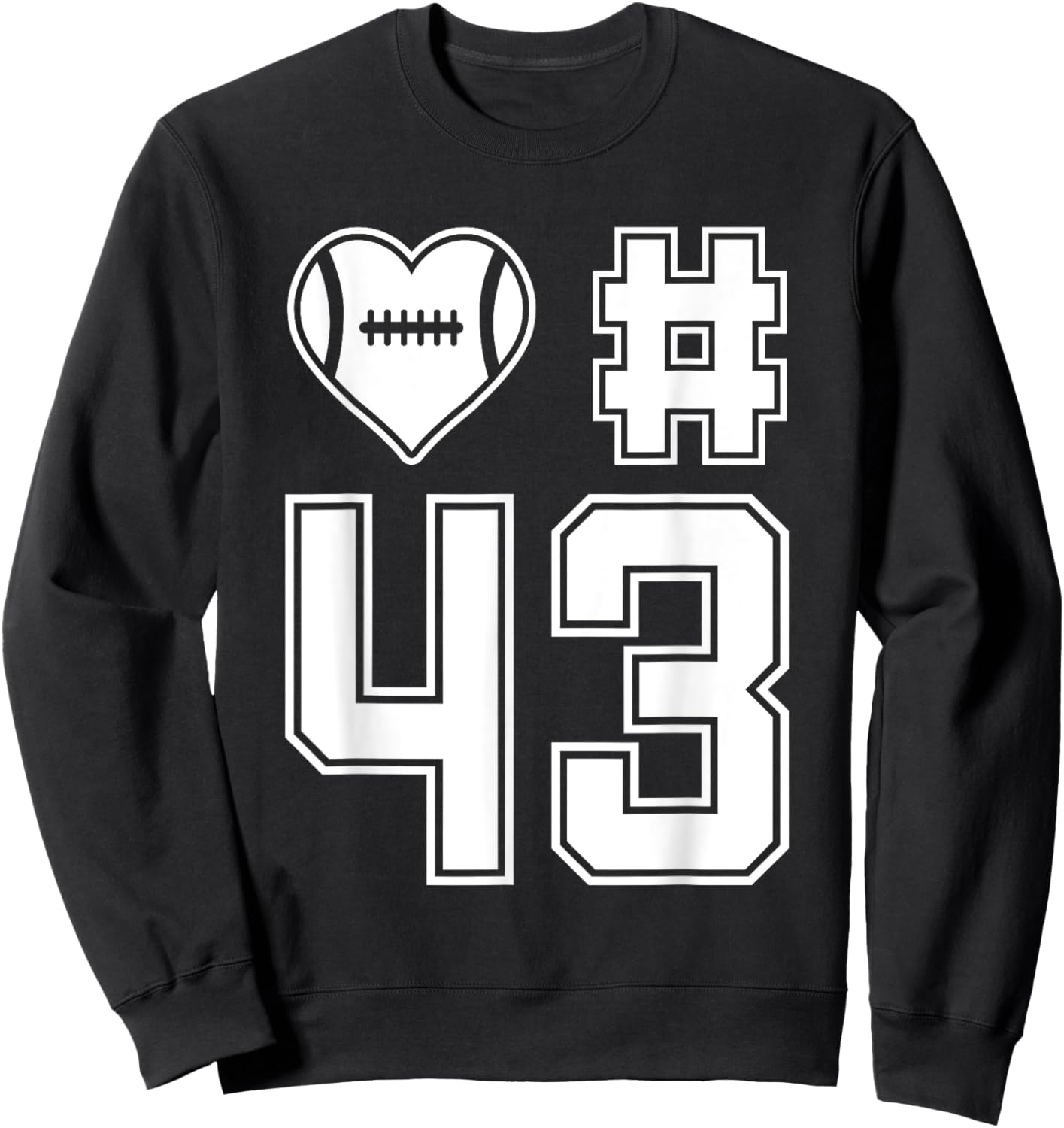 Love & Support Football Player Number 43 Sweatshirt - Sweatshirt | Black
