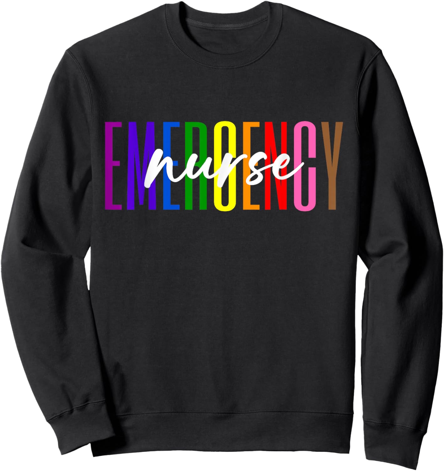 Emergency Nurse ER Nurse Emergency Room Pride Rainbow Sweatshirt - Sweatshirt | Black