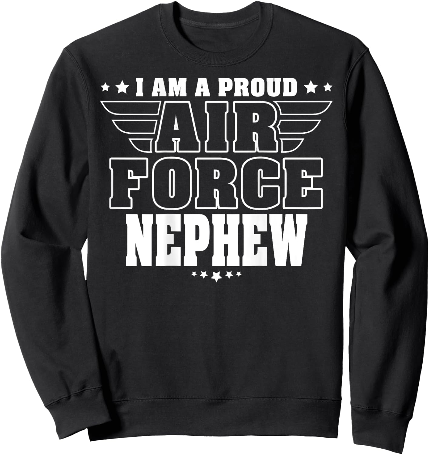 Proud Air Force Nephew Patriotic Pride Military Family Kids Men Sweatshirt - Sweatshirt | Black
