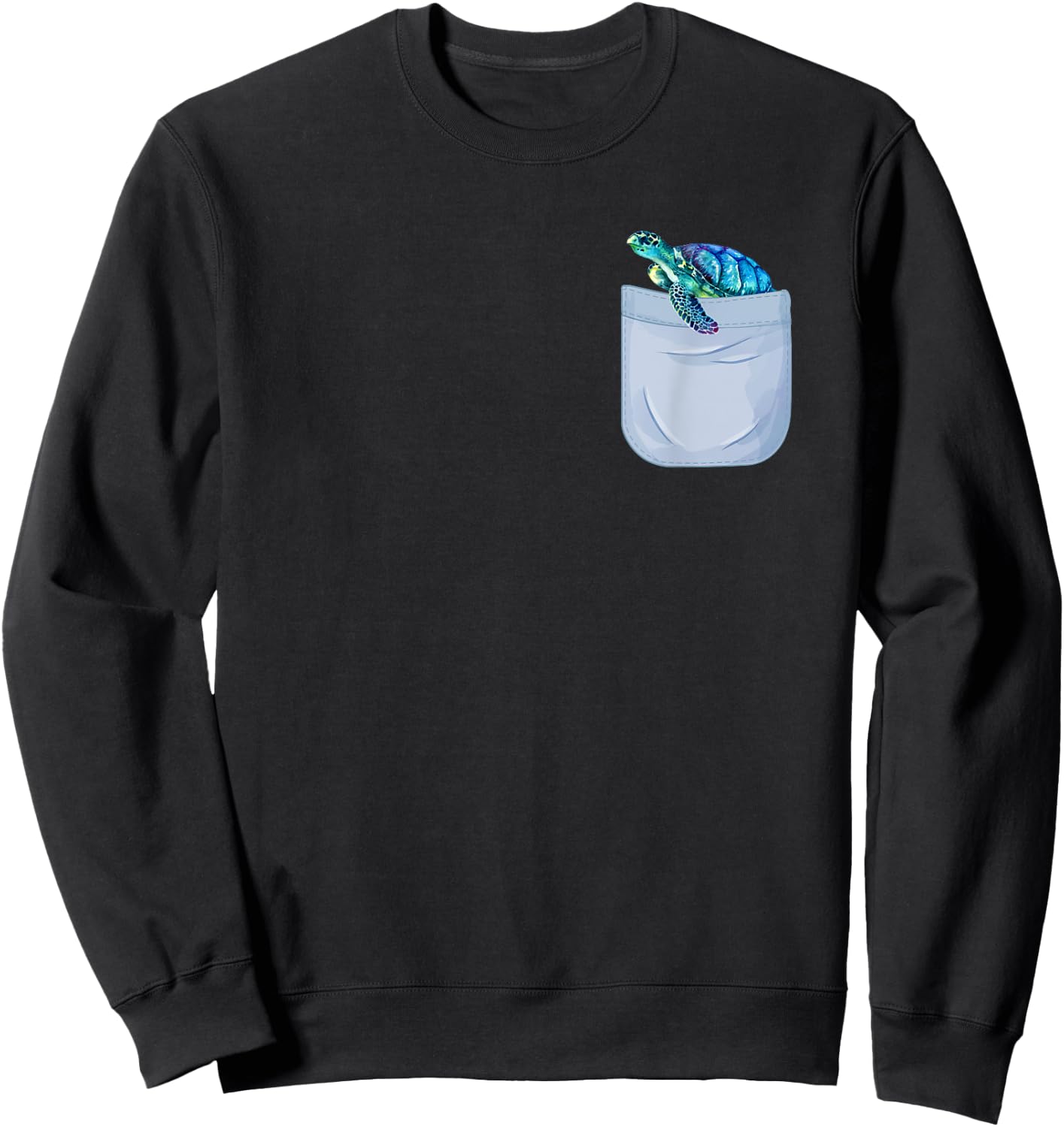 Turtles in pocket Gift Watercolor Sea Ocean Pet Turtles Sweatshirt - Sweatshirt | Black