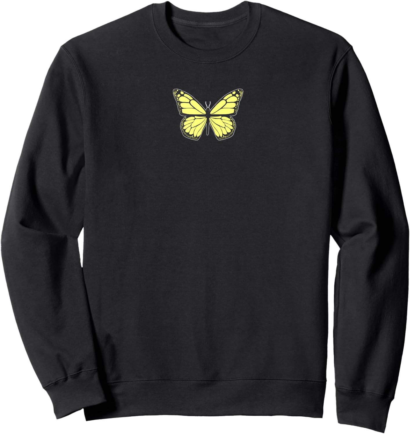 Yellow Butterfly Aesthetic Clothing Soft Grunge Girls Women Sweatshirt - Sweatshirt | Black