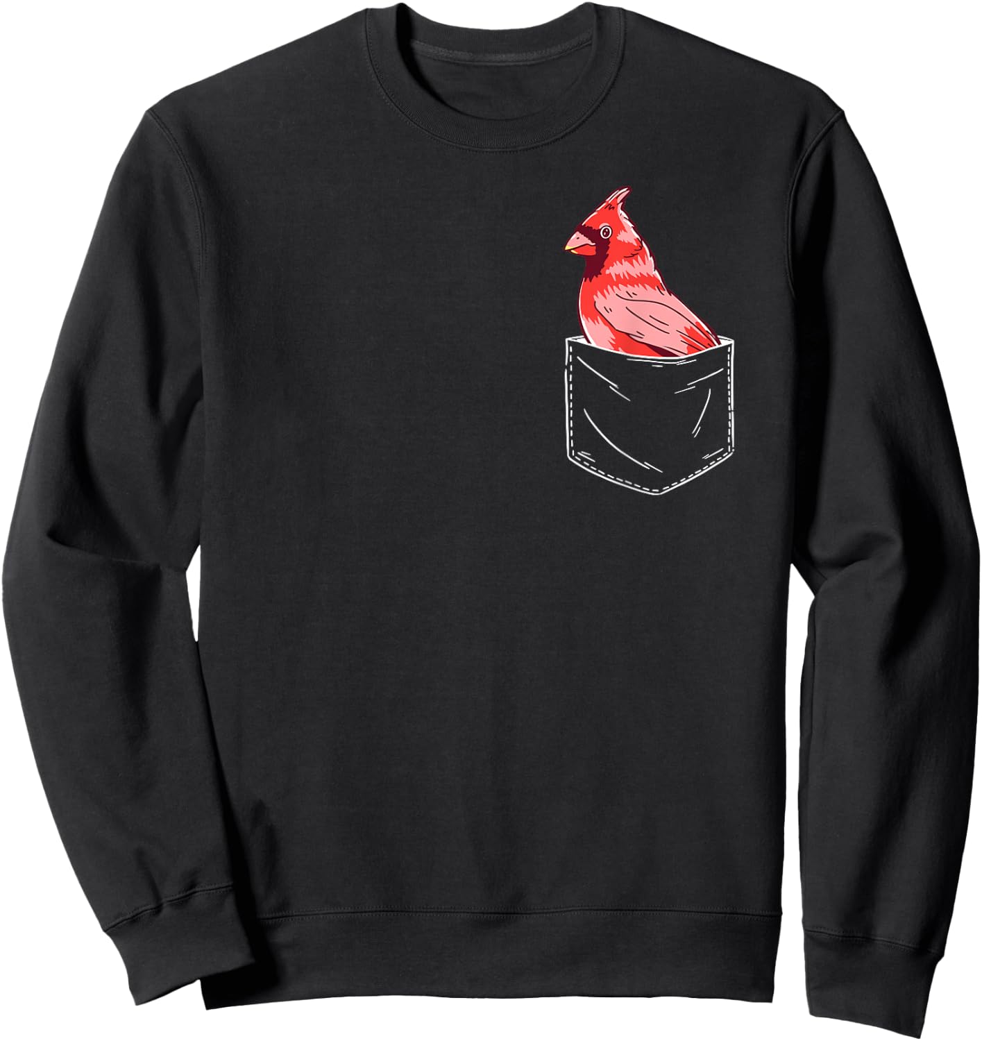 Cardinal Bird Red Cardinal Pocket Sweatshirt - Sweatshirt | Black