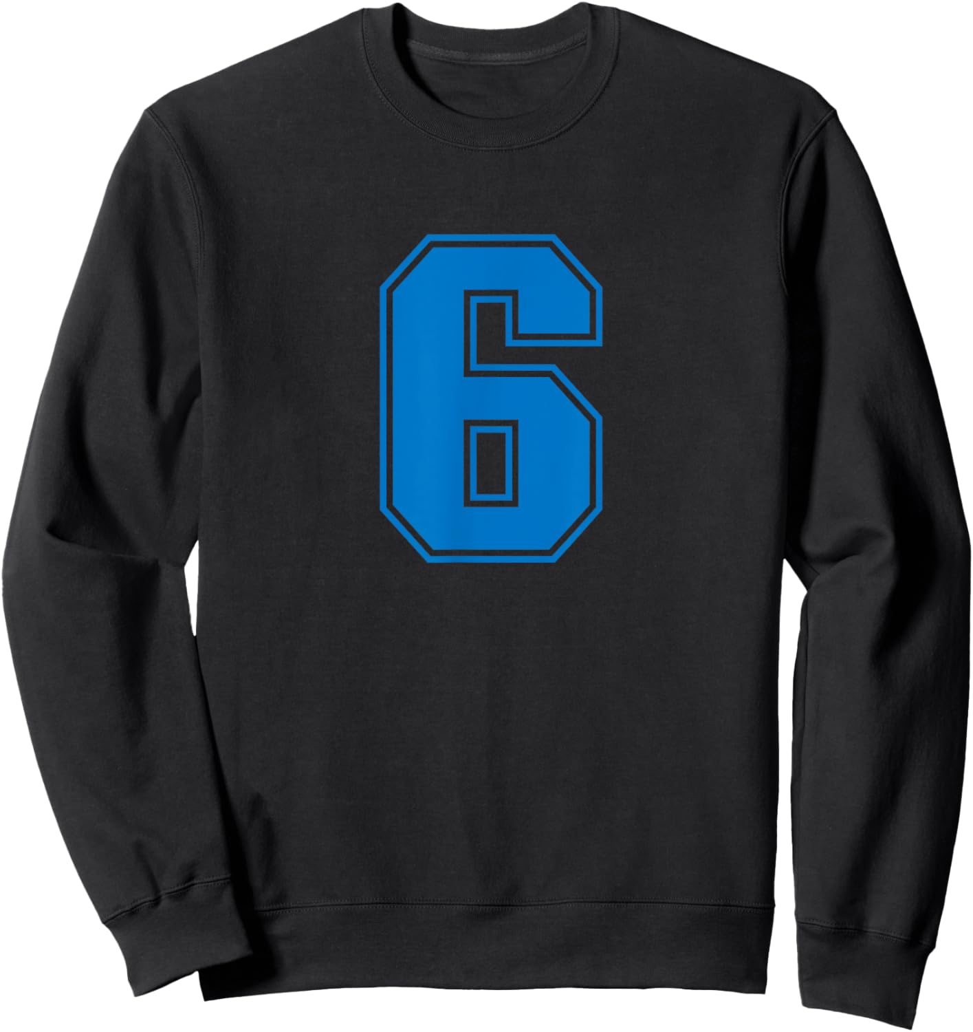 Number #6 Blue Sports Jersey Lucky Number Sweatshirt - Sweatshirt | Black