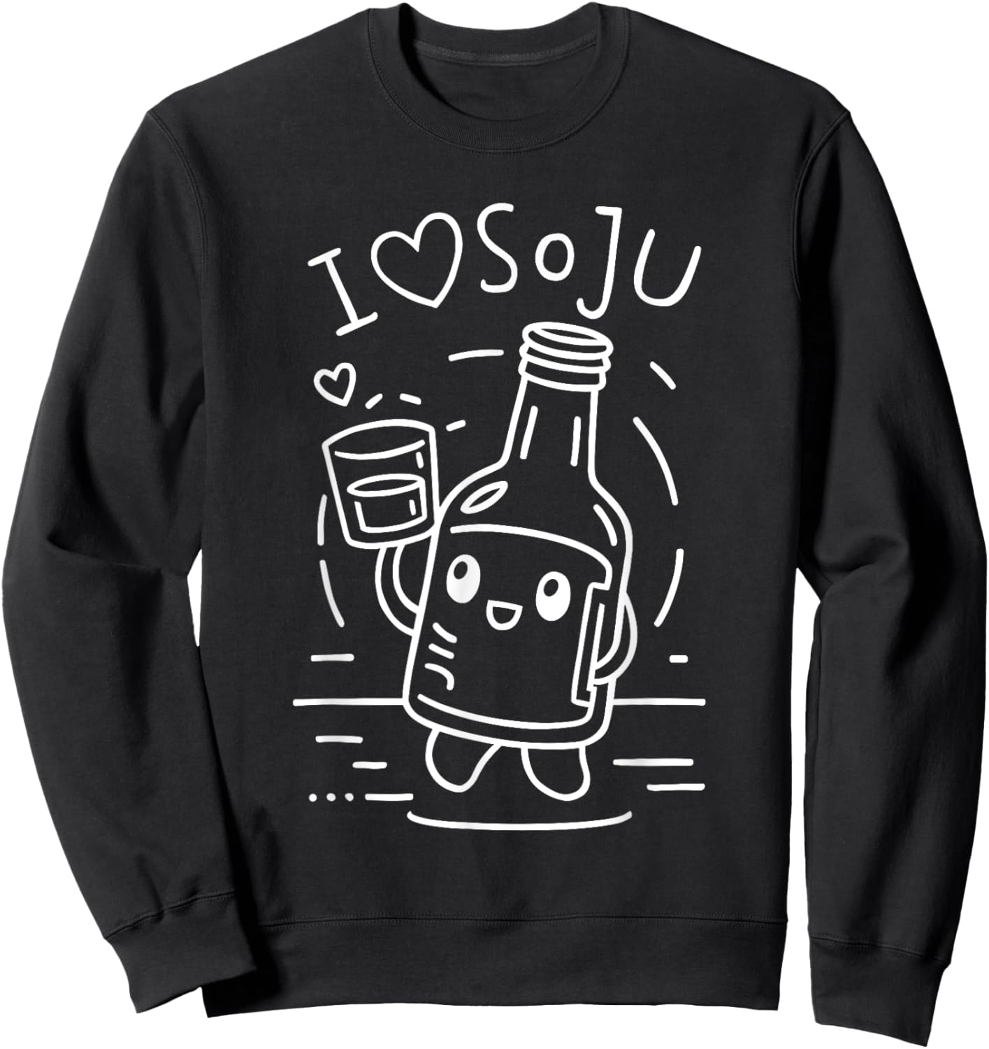 I Love Soju Korean Food Adorable Drink Sweatshirt - Sweatshirt | Black