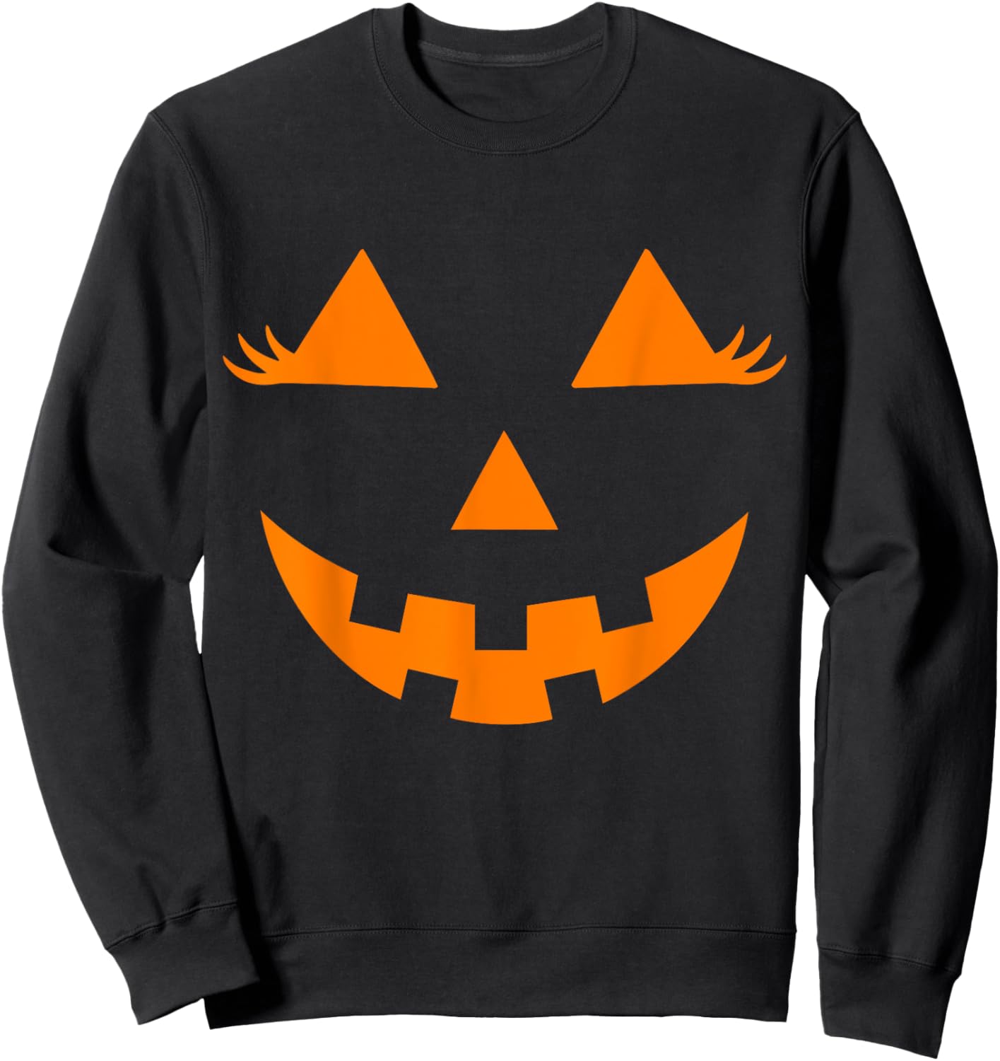 Jack O Lantern Face Pumpkin Eyelashes Hallowen Costume Funny Sweatshirt - Sweatshirt | Black