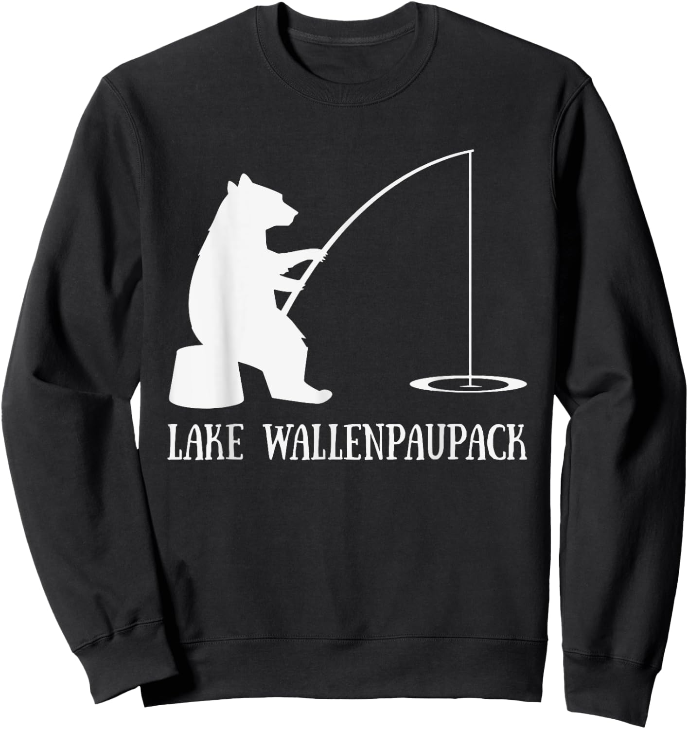 Lake Wallenpaupack Bear Fishing Pennsylvania Gift Sweatshirt - Sweatshirt | Black