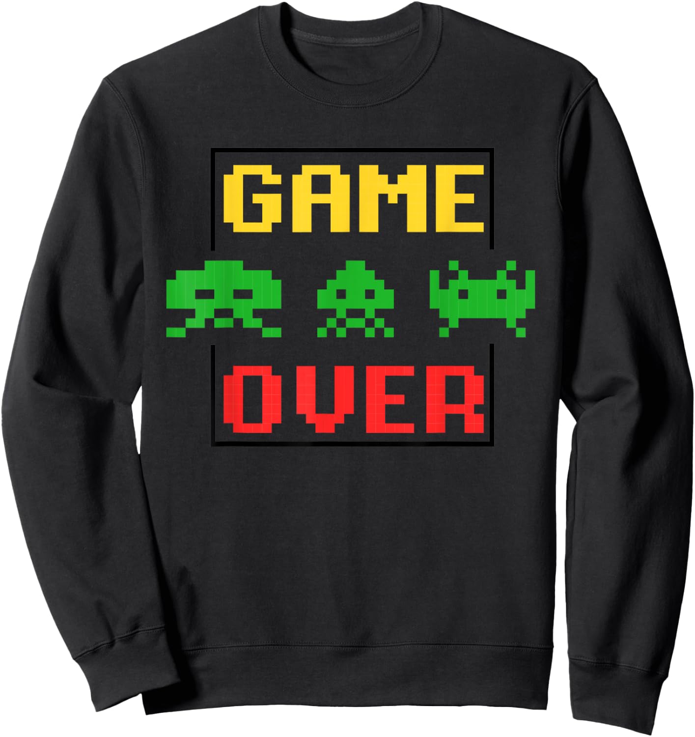 Arcade game Retro gaming Space Pixel art Vintage Invaders Sweatshirt - Sweatshirt | Black