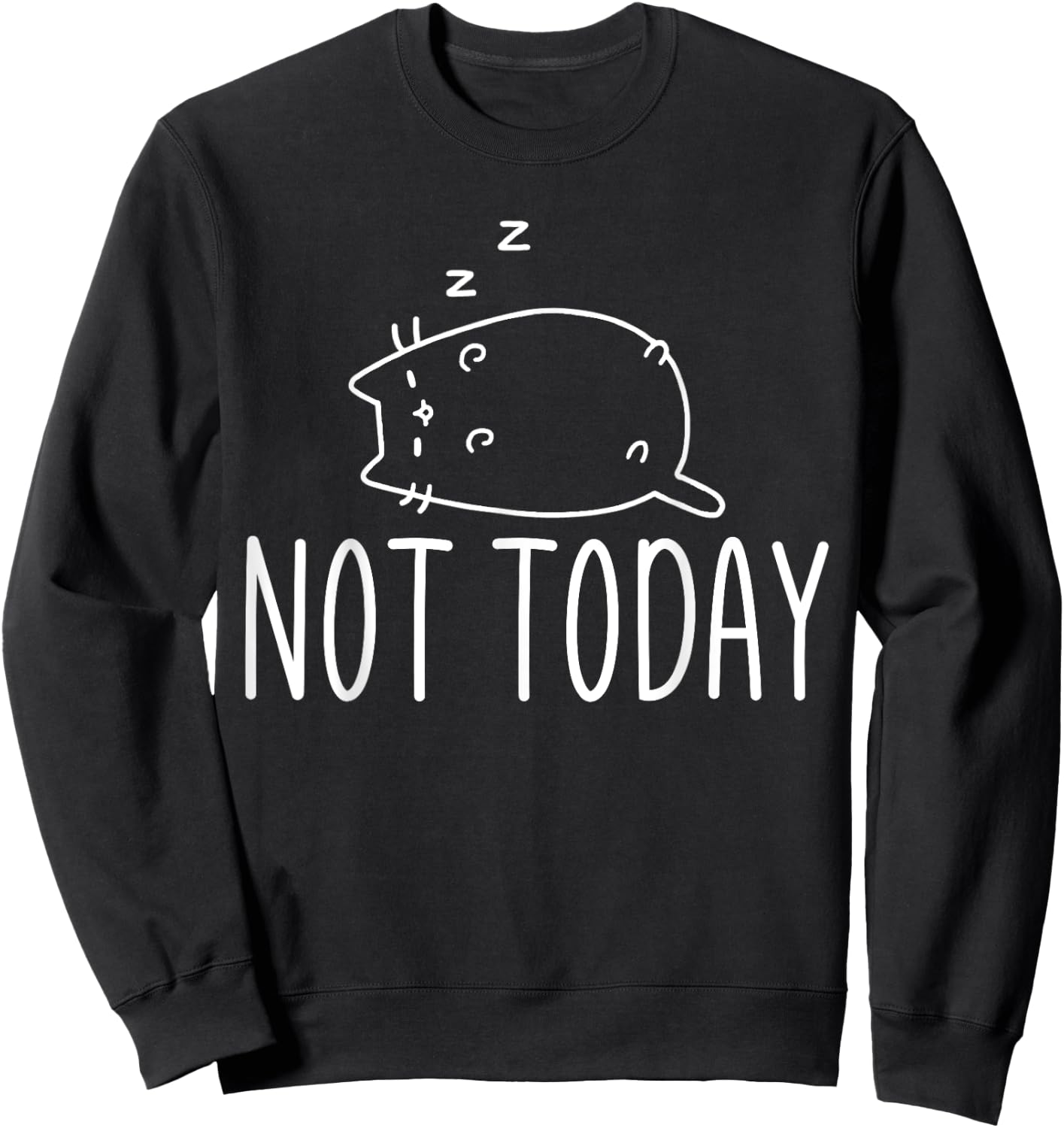 Not Today Crazy Cat Graphic Cute Funny Sweatshirt - Sweatshirt | Black
