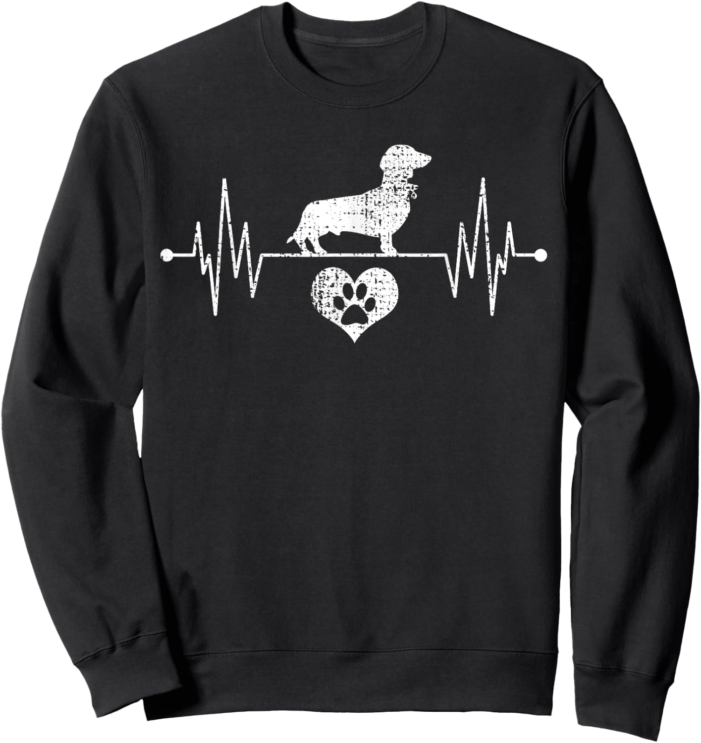 Wiener Dachshund Heartbeat Heartline Paw Heart Lover Sweatshirt - Sweatshirt | Black