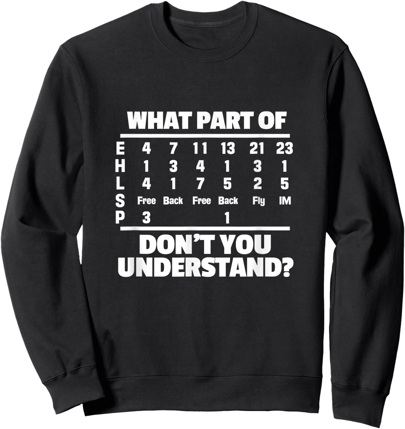 What is part of Don't You Understand? Swimming Swimmer Swimming Sweatshirt - Sweatshirt | Black