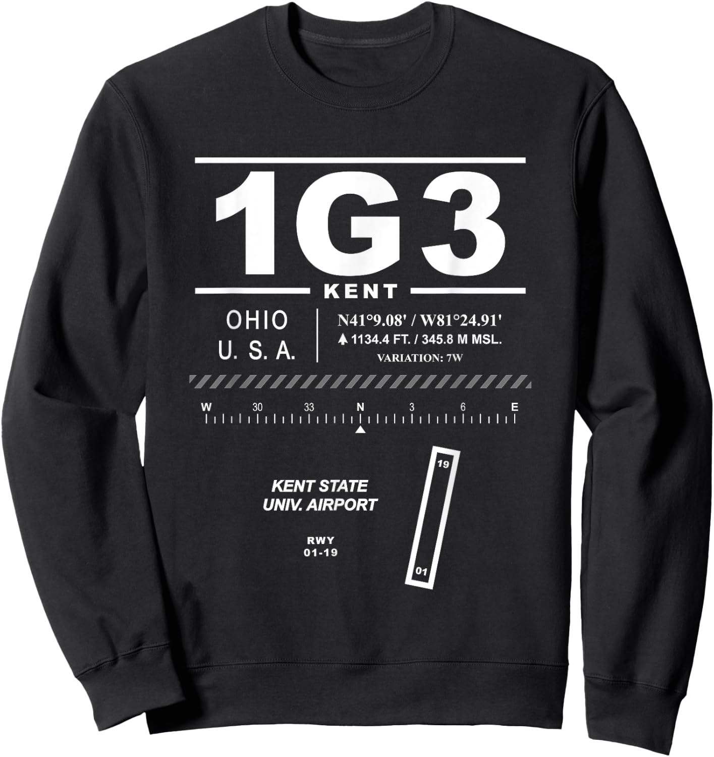 Kent State Univ. Airport Ohio 1G3 Sweatshirt - Sweatshirt | Black