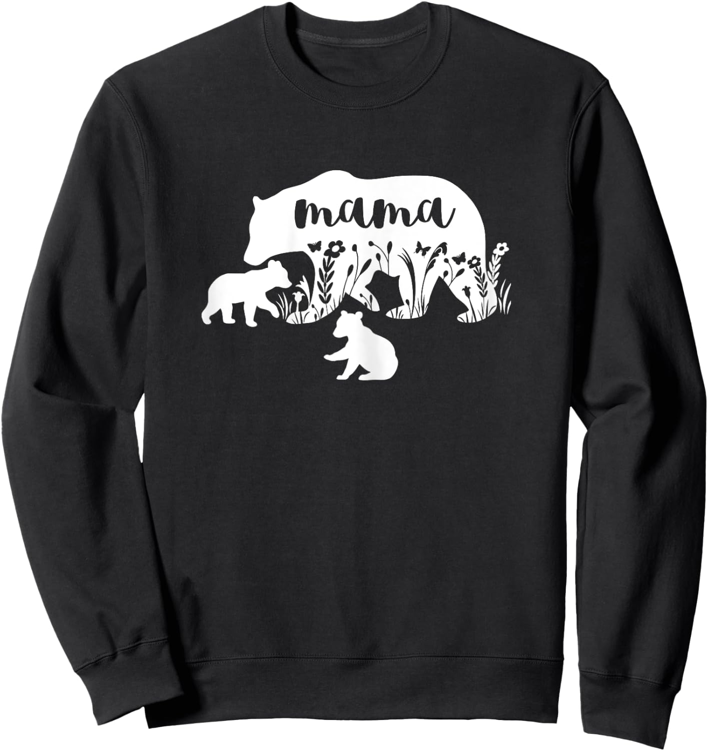 Mama Bear With 2 Cubs Mothers Day Mom Pregnancy Announcement Sweatshirt - Sweatshirt | Black