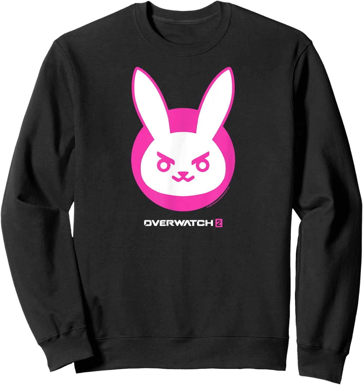 Overwatch 2 D.Va White & Pink Rabbit Centre Icon Logo Sweatshirt - Sweatshirt | Black