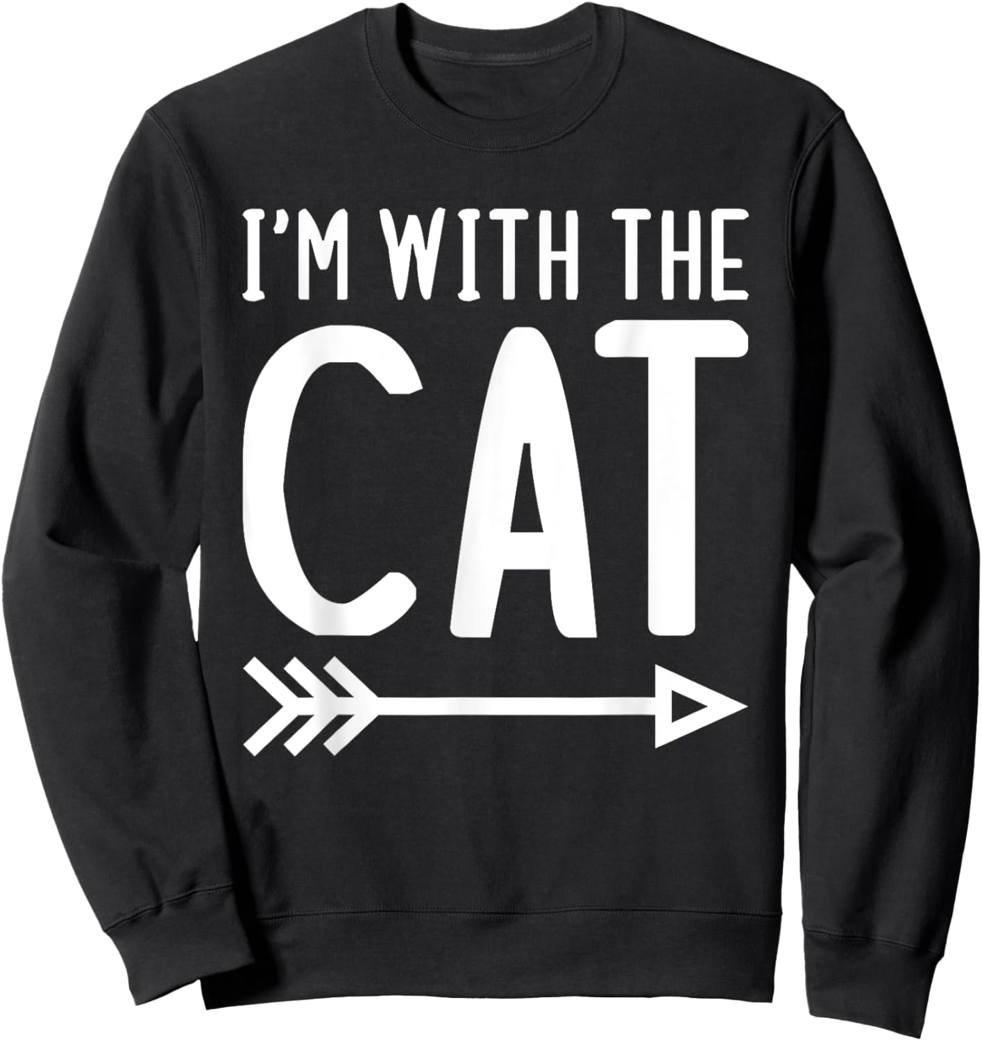 I'm With The Cat Funny Matching Halloween Couple Costume Women Kids Sweatshirt - Sweatshirt | Black