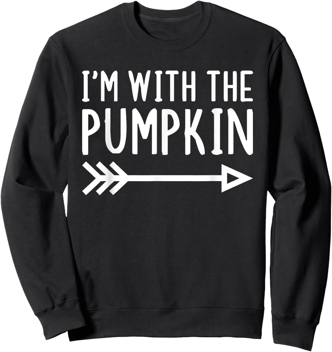 I'm With The Pumpkin Funny Matching Halloween Couple Costume Sweatshirt - Sweatshirt | Black