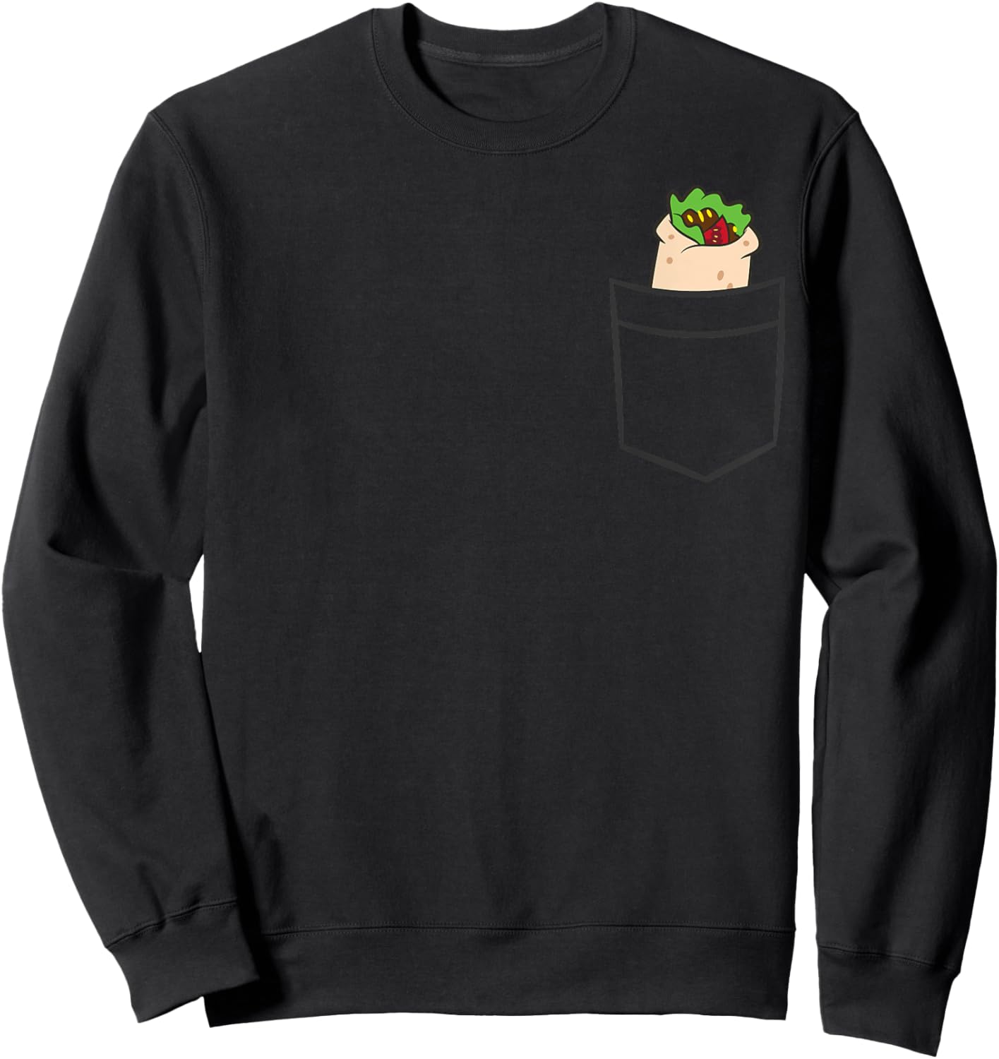 Burrito In The Pocket Stuffed Tortilla Wrap Pocket Burrito Sweatshirt - Sweatshirt | Black
