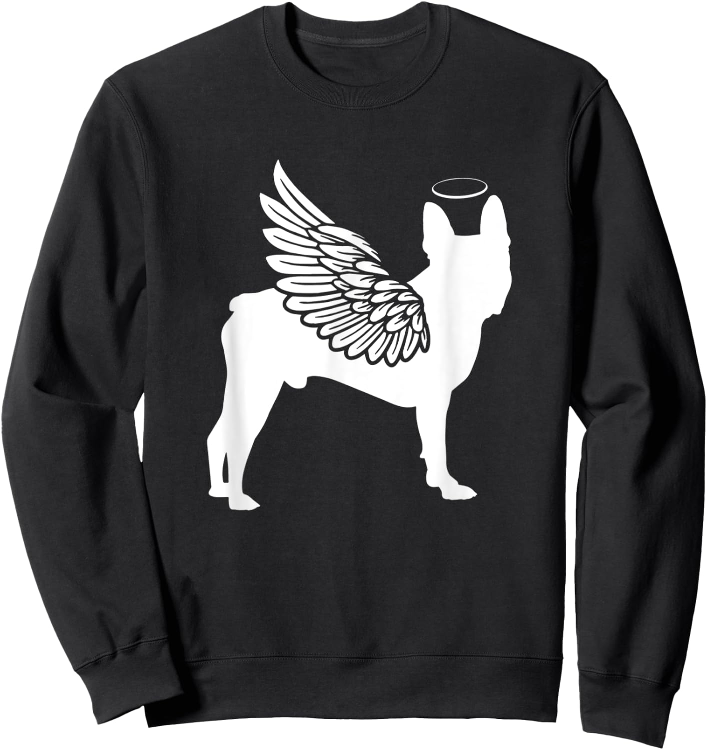 Boston Terrier With Angel Wings Sweatshirt - Sweatshirt | Black