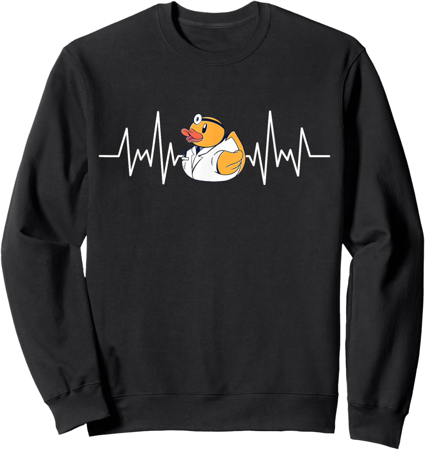 Vintage Duck Doctor Lover Retro Duck Doctor Heartbeat Sweatshirt - Sweatshirt | Black