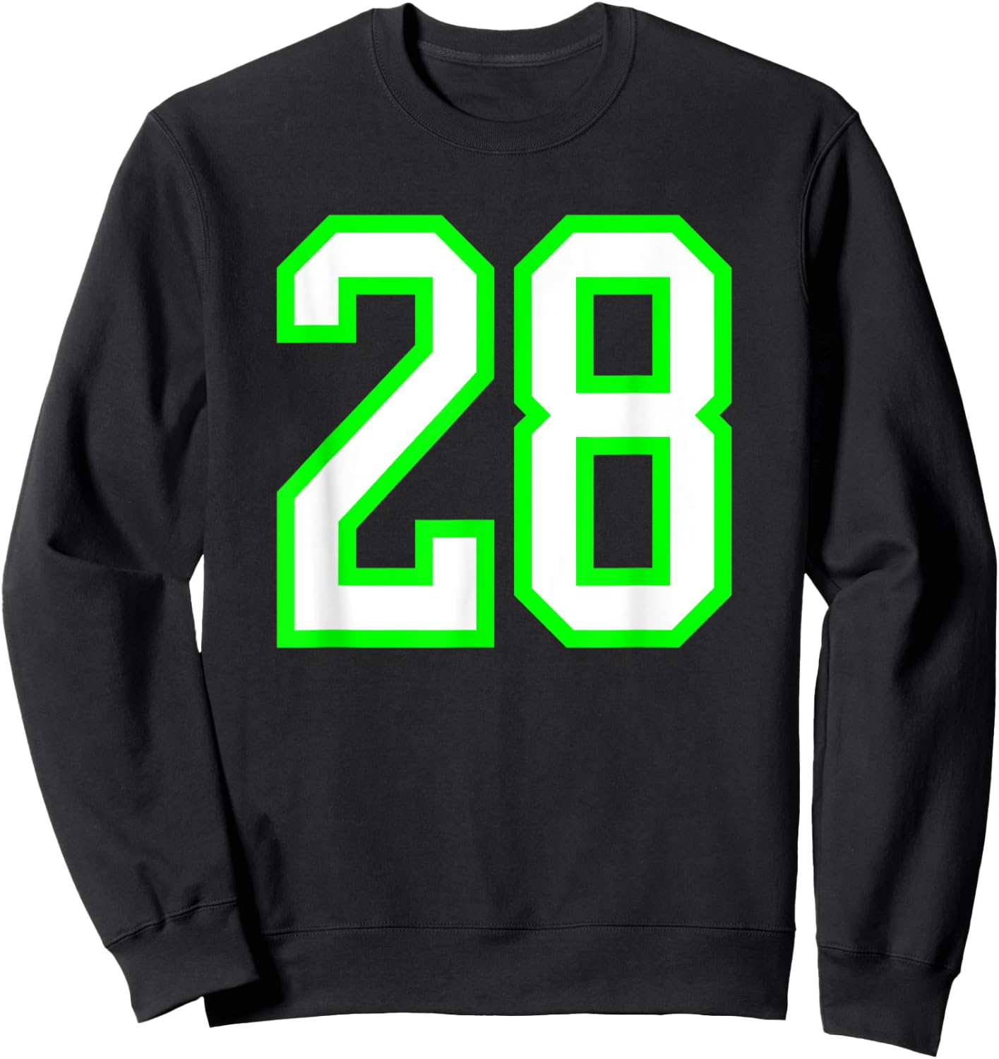 Sports Team Jersey #28 White Lime Jersey Number 28 Sweatshirt - Sweatshirt | Black