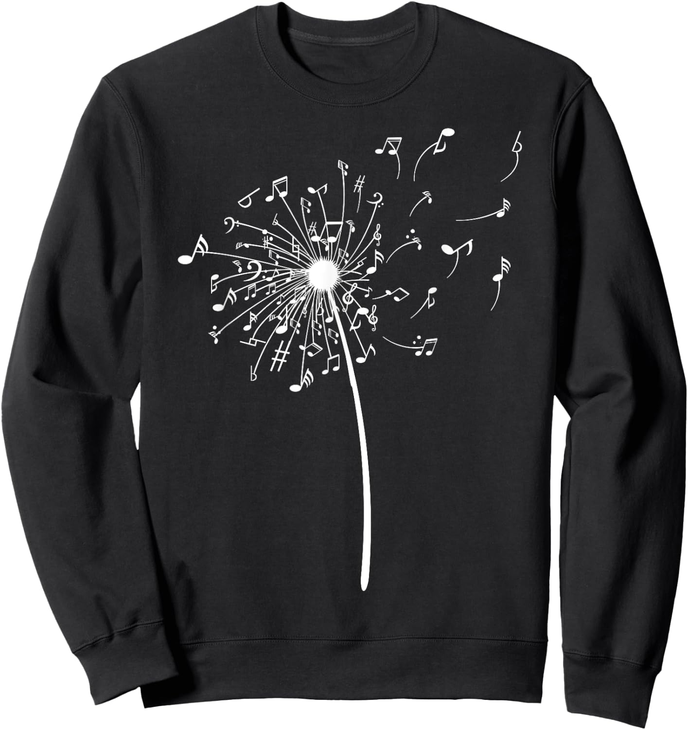 Funny Music Notes Gift Women Cool Dandelion Flower Sweatshirt - Sweatshirt | Black