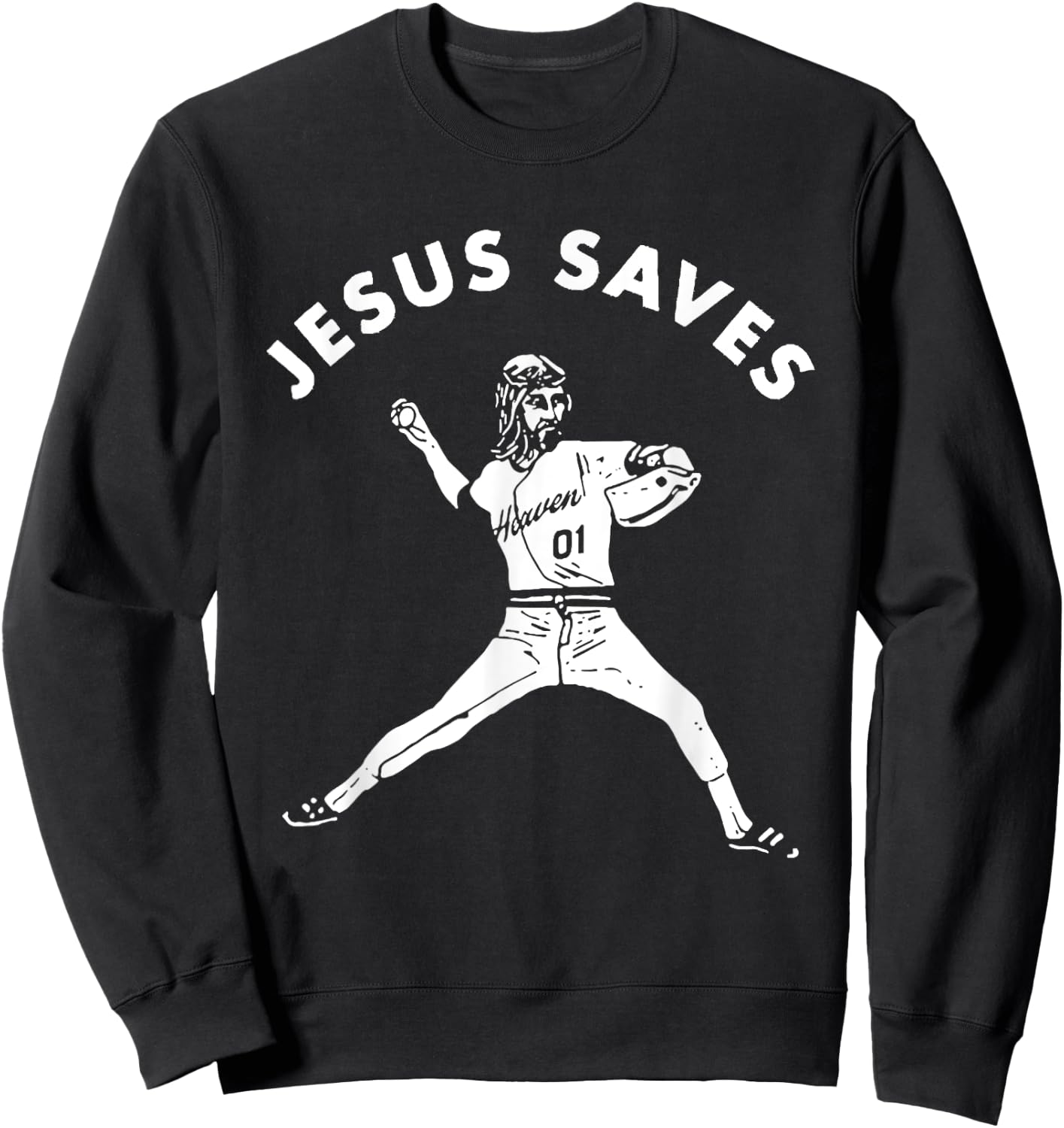 Jesus Saves Shirt Religious Christian Faith Baseball Sweatshirt - Sweatshirt | Black
