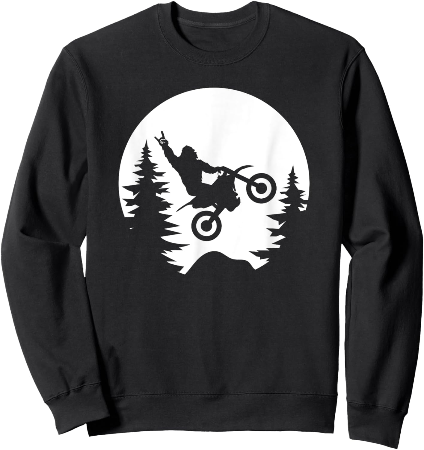 Funny Bigfoot Sasquatch Dirt Bike Sweatshirt - Sweatshirt | Black