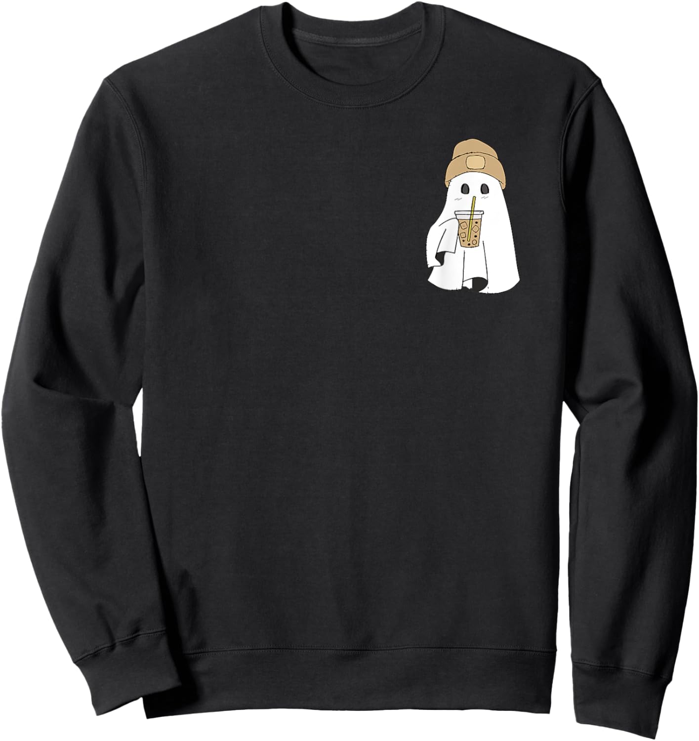 Spooky Season Cute Retro Ghost Ice Coffee Halloween Costume Sweatshirt - Sweatshirt | Black
