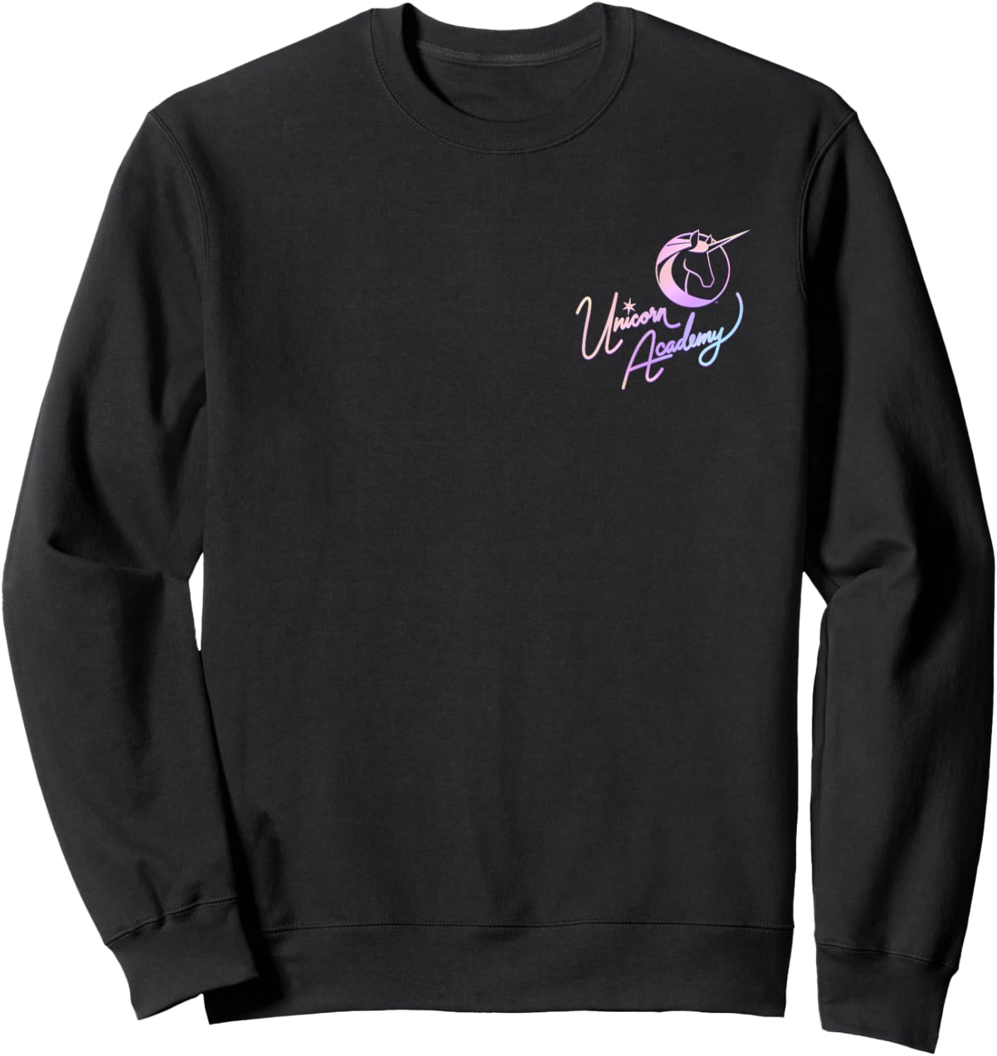 Unicorn Academy Rider and Unicorn Bond Front and Back Print Sweatshirt - Sweatshirt | Black