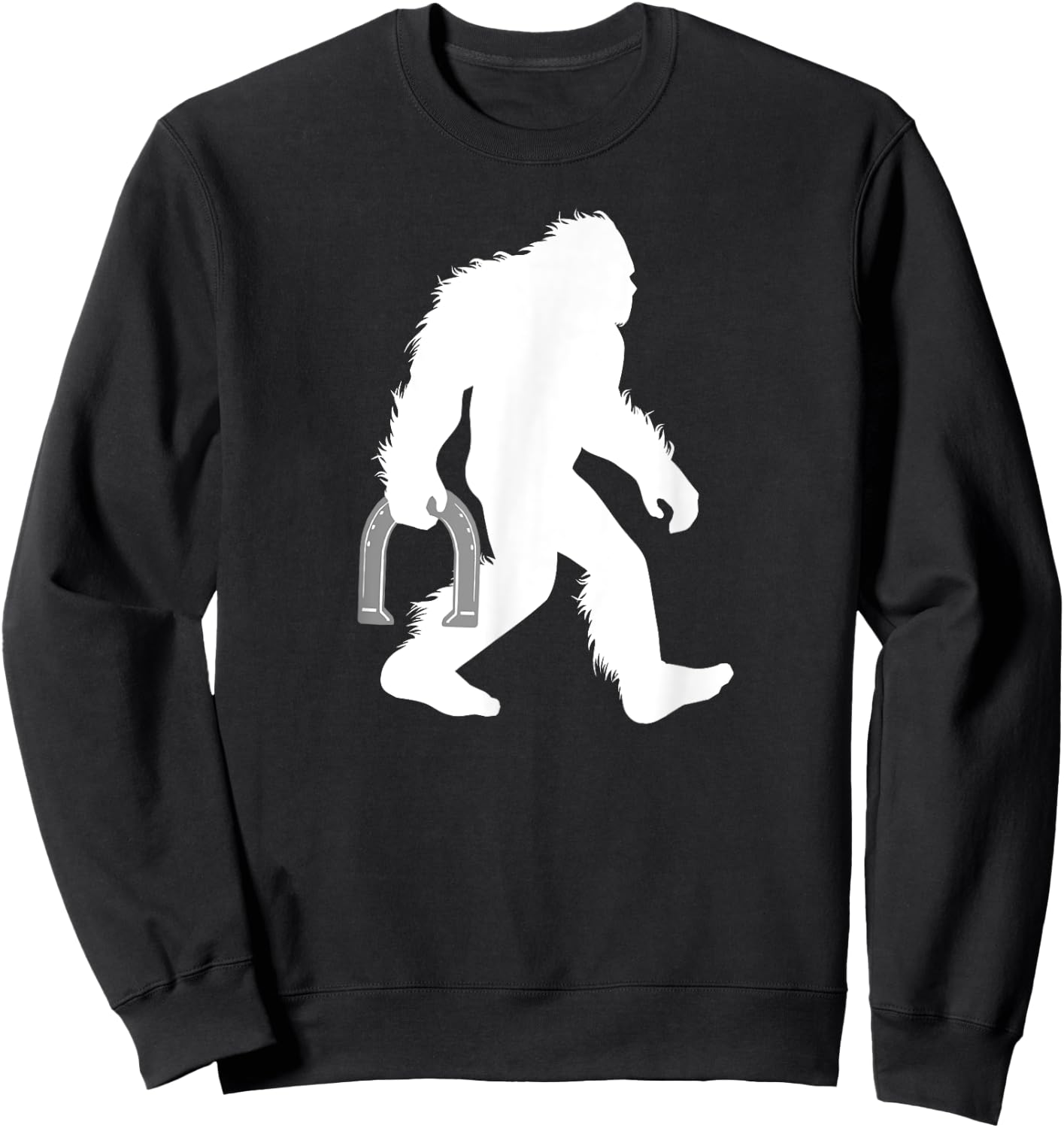 Bigfoot Horseshoe Shirt, Lawn Game Sasquatch Gift Sweatshirt - Sweatshirt | Black