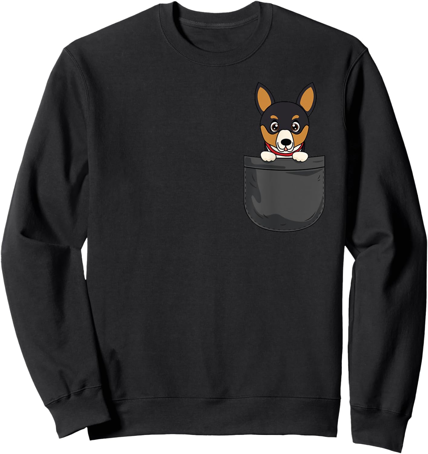 Rat Terrier Mom Dad Dog In Pocket Cute Funny Pet Lover Gift Men Women Kids Sweatshirt - Sweatshirt | Black