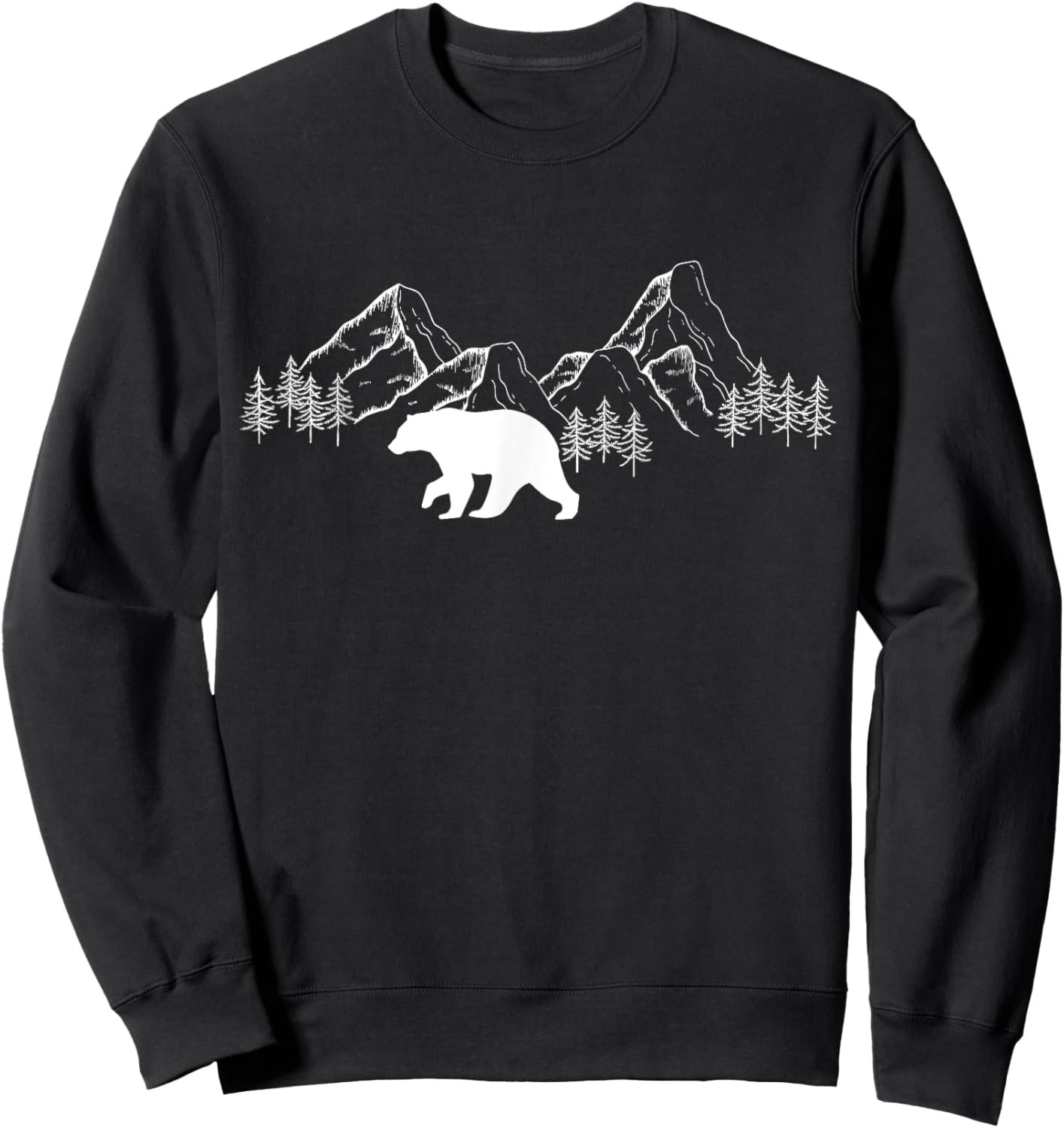 Trees Reflection Wildlife Nature Animal Bear Outdoor Forest Sweatshirt - Sweatshirt | Black