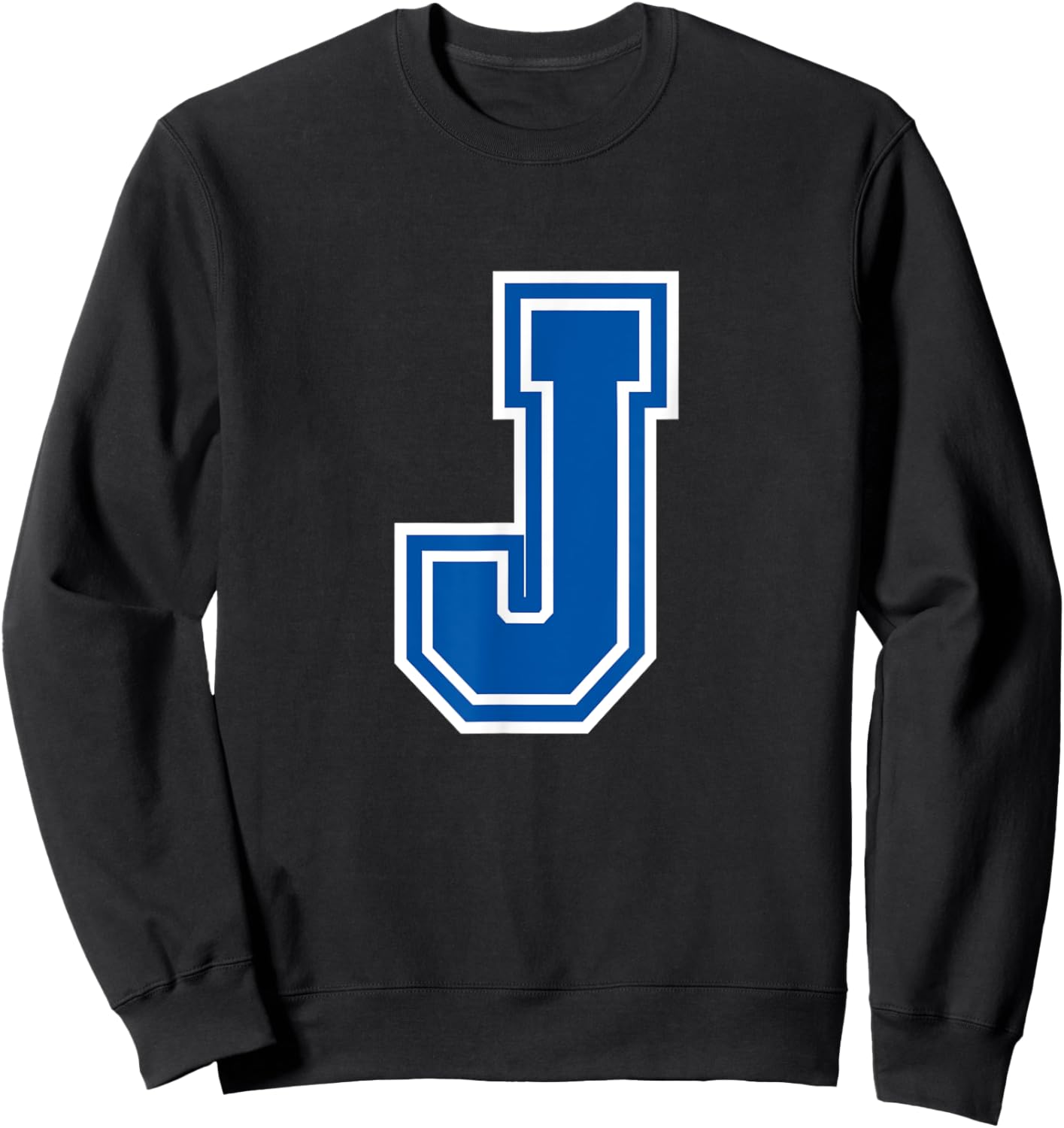Letter J Blue Monogram Initial Sweatshirt - Sweatshirt | Black