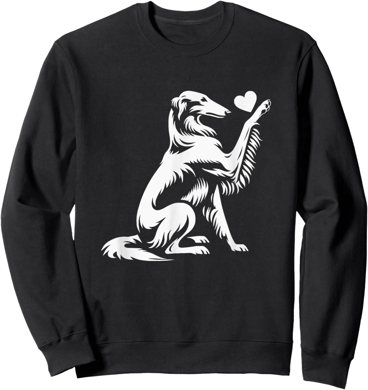 Borzoi Love Dog Paw Heart Graphic Design Sweatshirt - Sweatshirt | Black