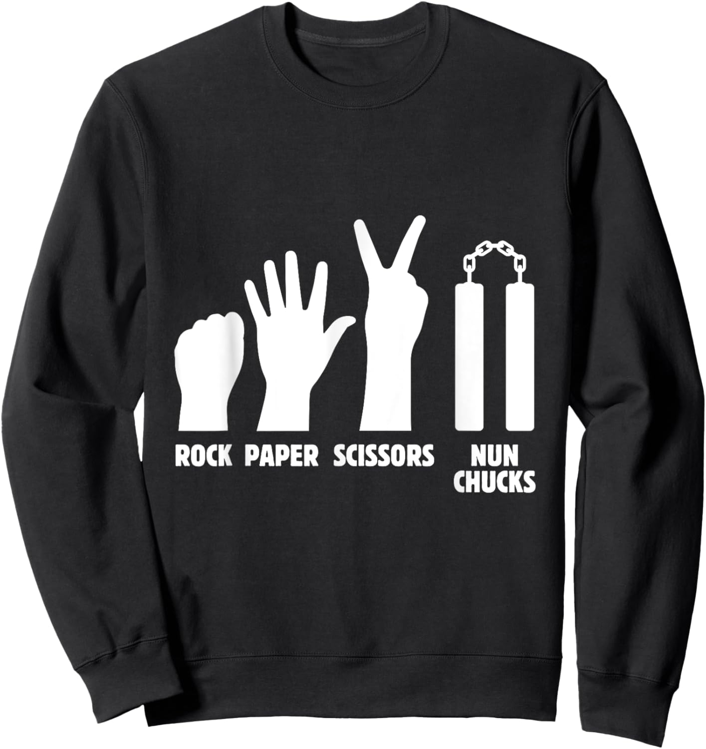 Rock Paper Scissors Nun Chucks | Martial Arts Weapon Sweatshirt - Sweatshirt | Black