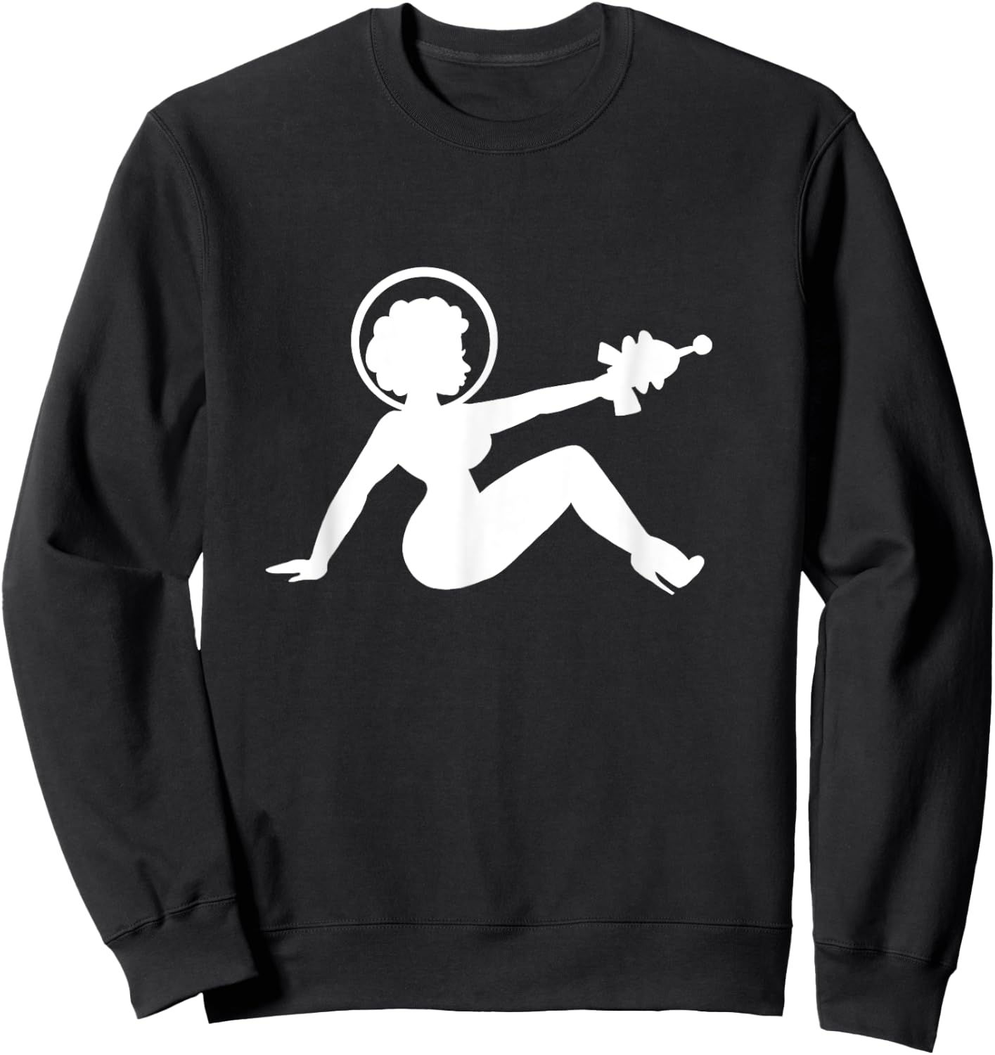 Retro Space Babe Mudflap Girl Pinup Sweatshirt - Sweatshirt | Black