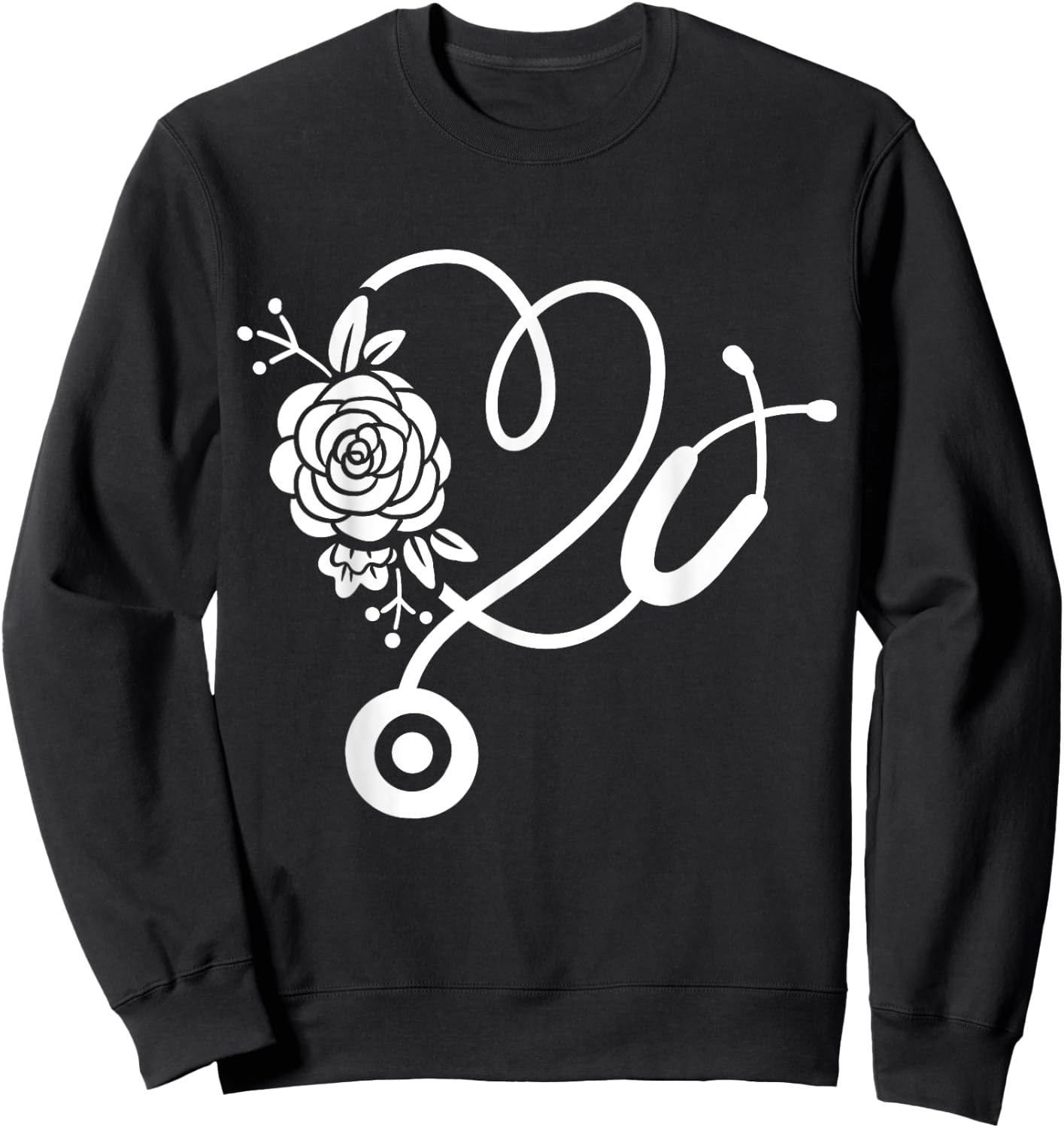 Stethoscope Flower Doctor Nurse RN PA Sweatshirt - Sweatshirt | Black