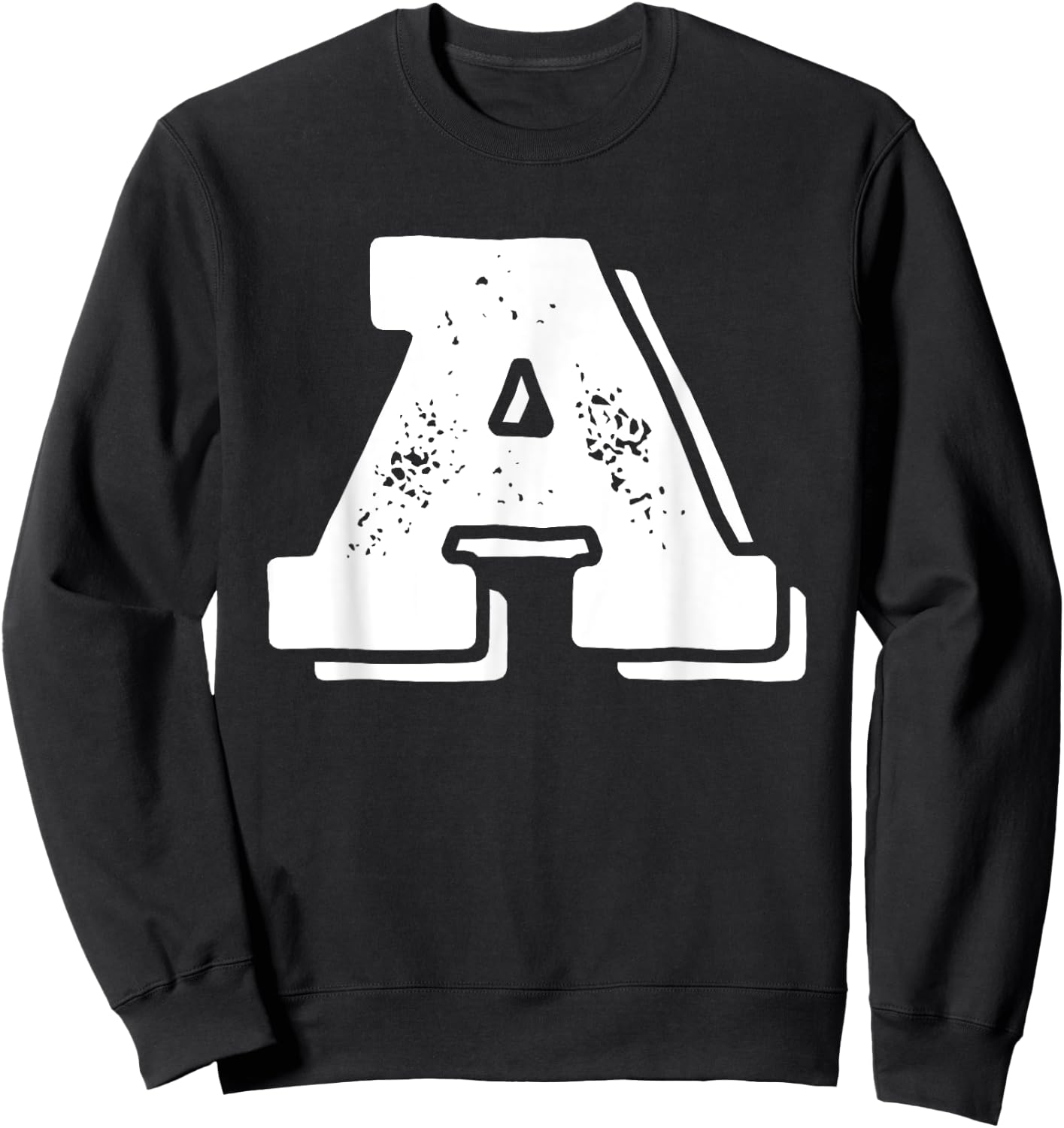 Letter A Capital Alphabet College Varsity Monogram Club Sweatshirt - Sweatshirt | Black