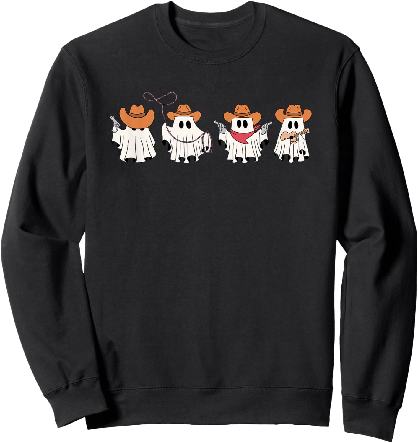 Cowboy Ghost Halloween Ghoul Design Funny Cowgirl Cowboy Sweatshirt - Sweatshirt | Black