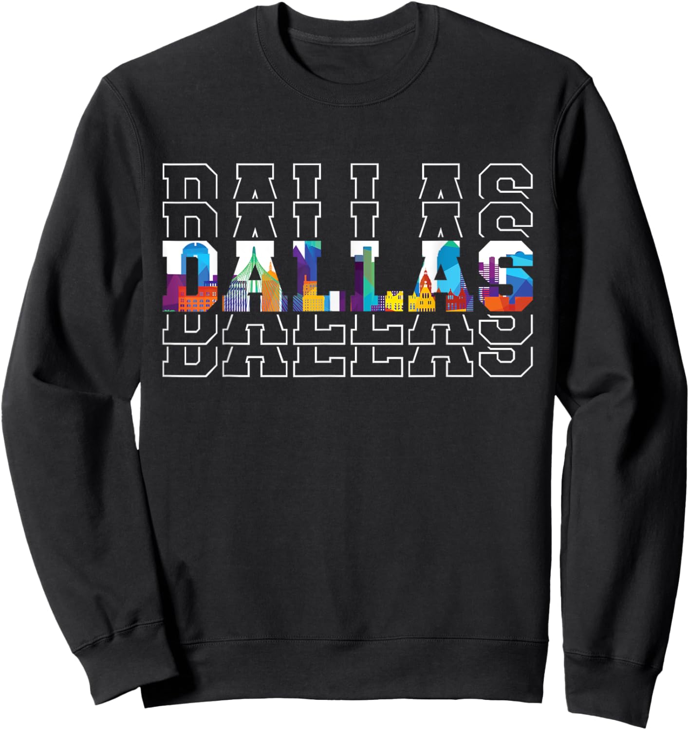 Dallas City Map Landscape Texas American State Texas Sweatshirt - Sweatshirt | Black