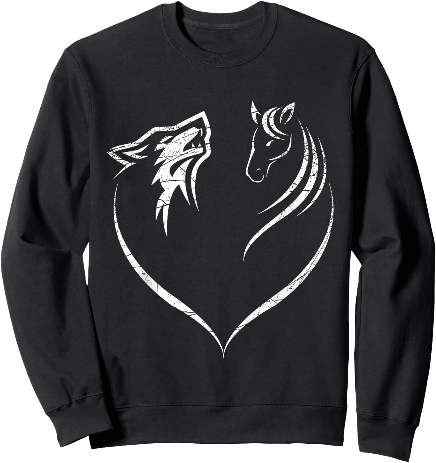 Horse Wolf Animal Gift Horse Sweatshirt - Sweatshirt | Black