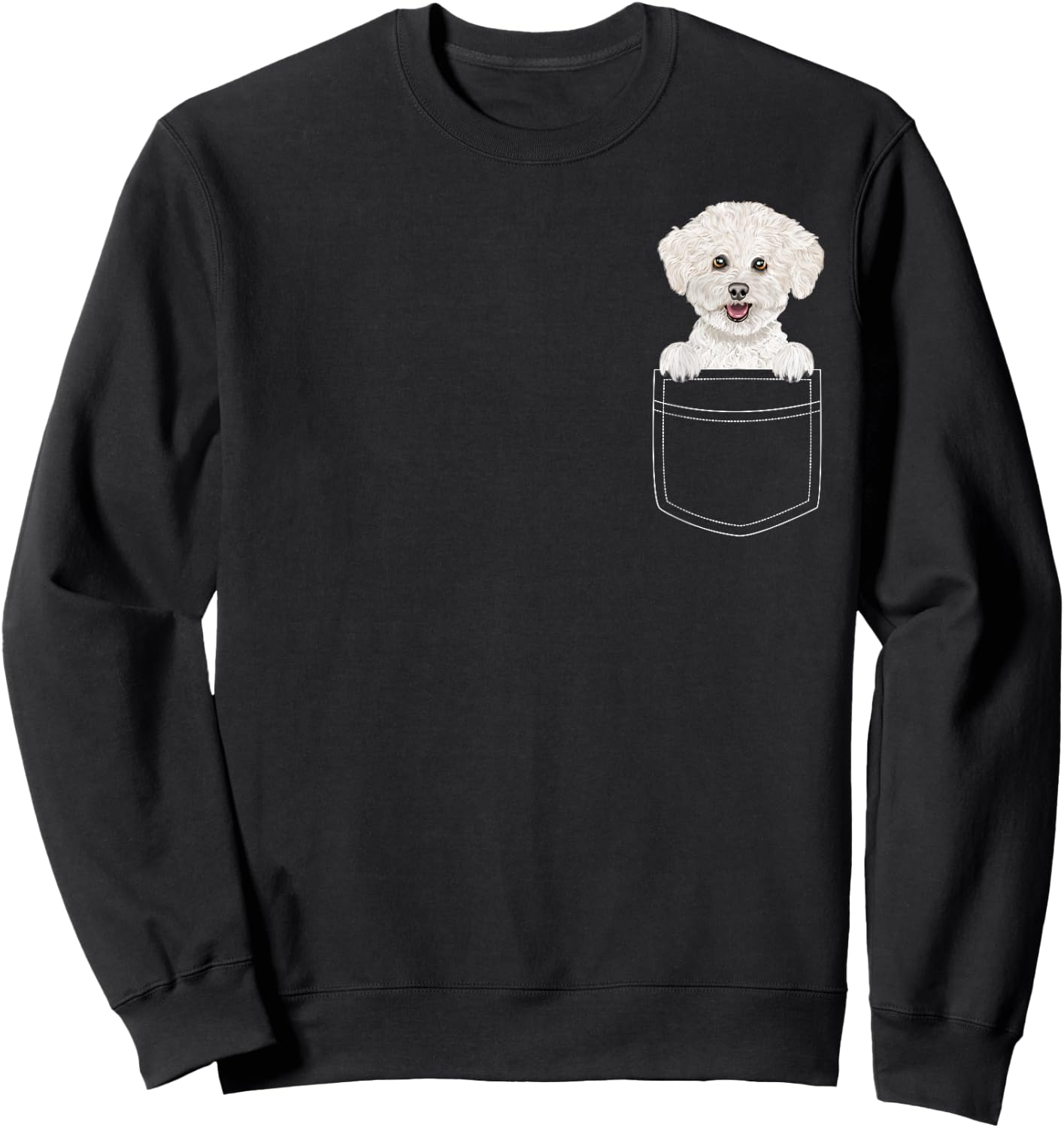 Bichons Frise Dog In Pocket Funny Dog Lover Men Women Girls Kids Sweatshirt - Sweatshirt | Black