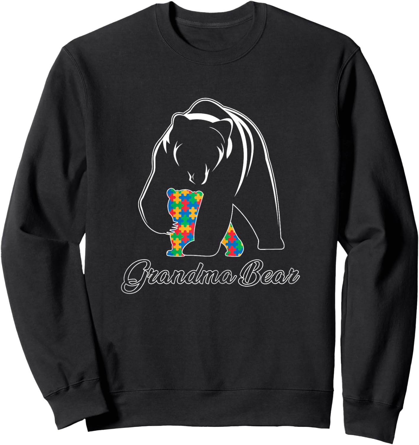 Grandma Bear Autism Shirts Family Grandma Autism Awareness Sweatshirt - Sweatshirt | Black