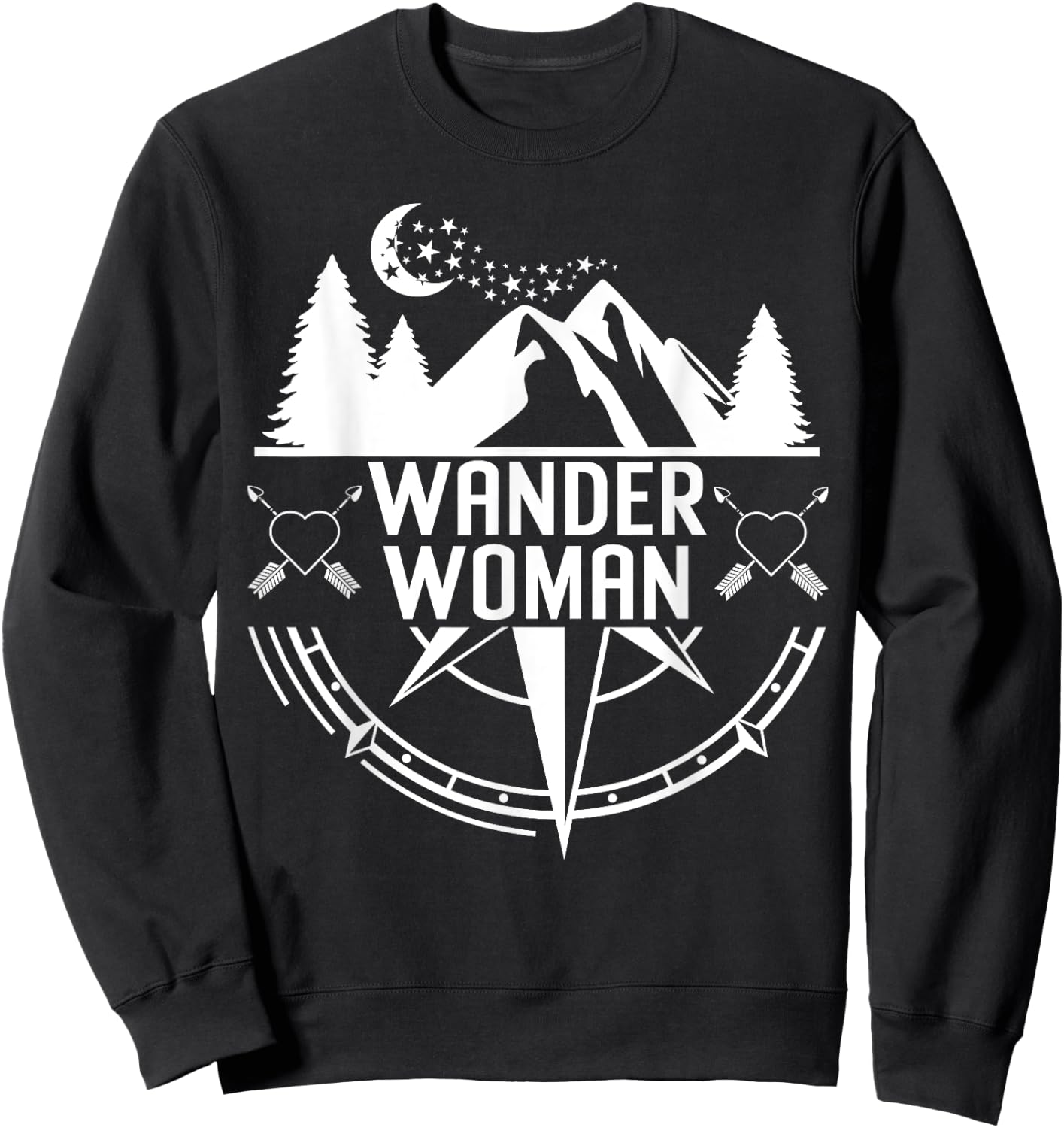 Compass Mountain Shirt ,Wander Woman Shirt,Hiking Sweatshirt - Sweatshirt | Black