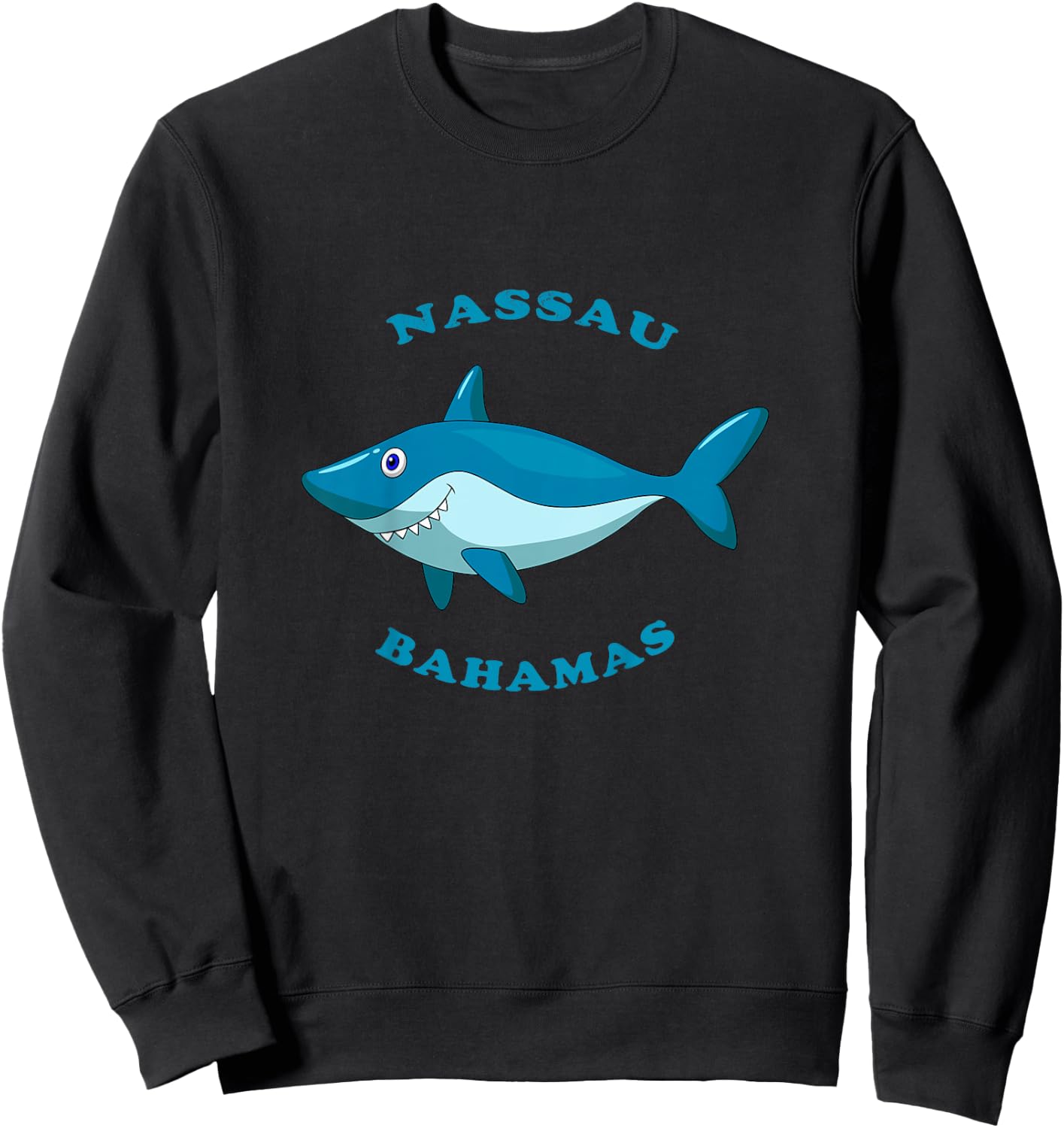 Kids Nassau, Bahamas Vintage Children's Shark Vacation Gift Sweatshirt - Sweatshirt | Black