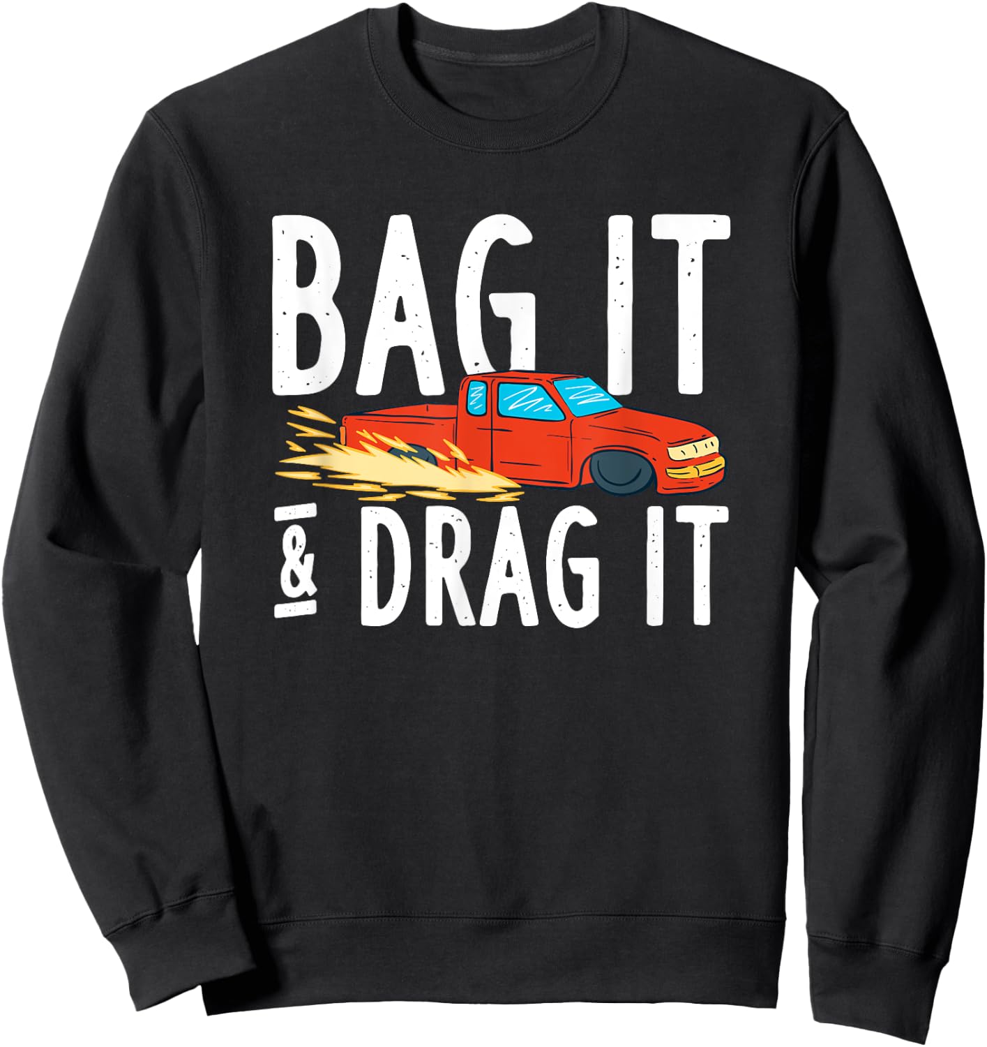 Bag it and Dragit Bagged Mini Truck Lowrider Diesel Engine Sweatshirt - Sweatshirt | Black