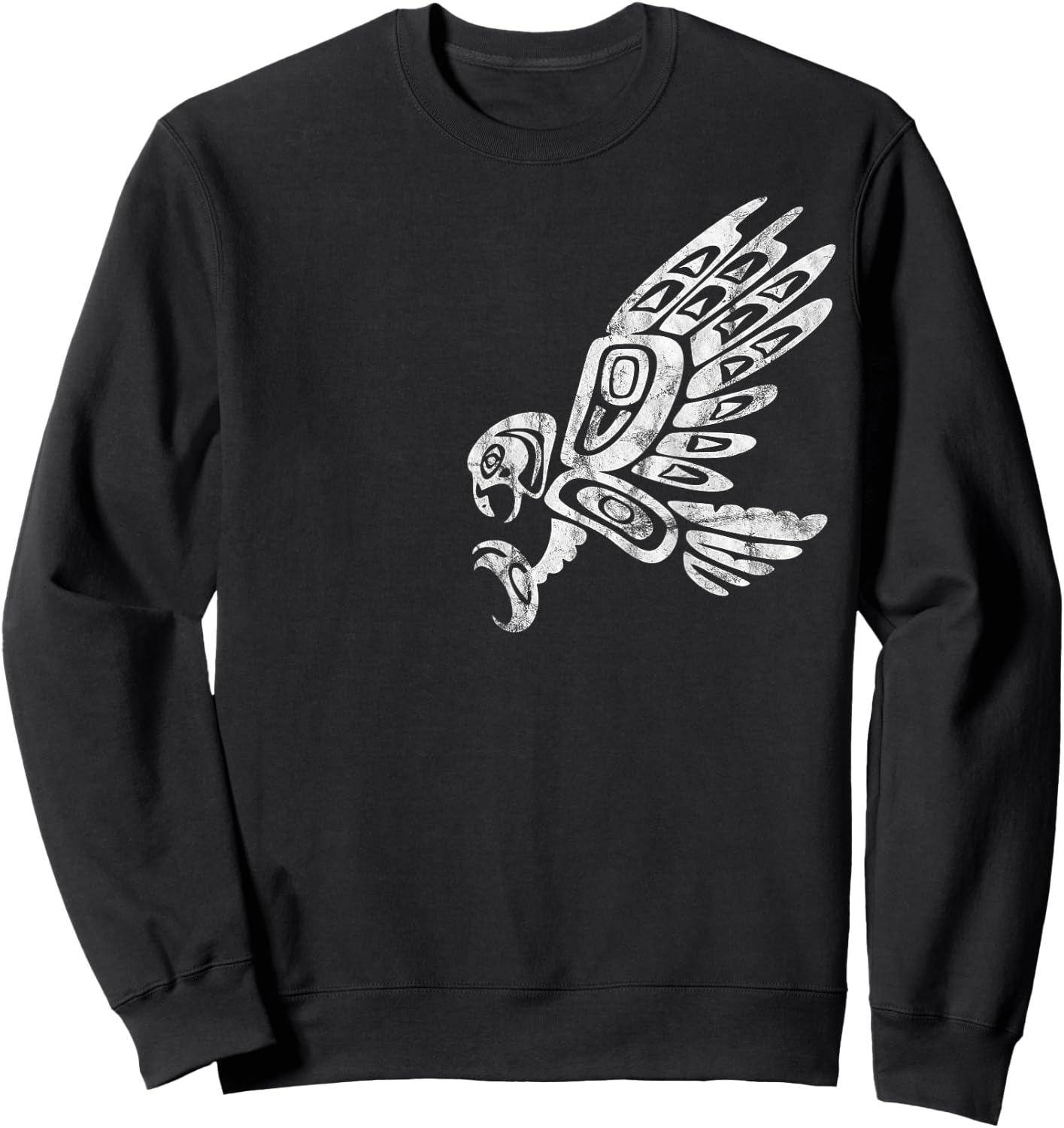 Falcon Abstract Haida Art Pacific Northwest Coast Bird Sweatshirt - Sweatshirt | Black