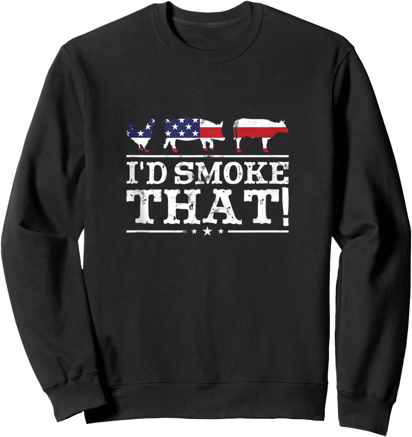 Funny BBQ Shirt I'd Smoke That Meat Pitmaster Grill Gift Sweatshirt - Sweatshirt | Black